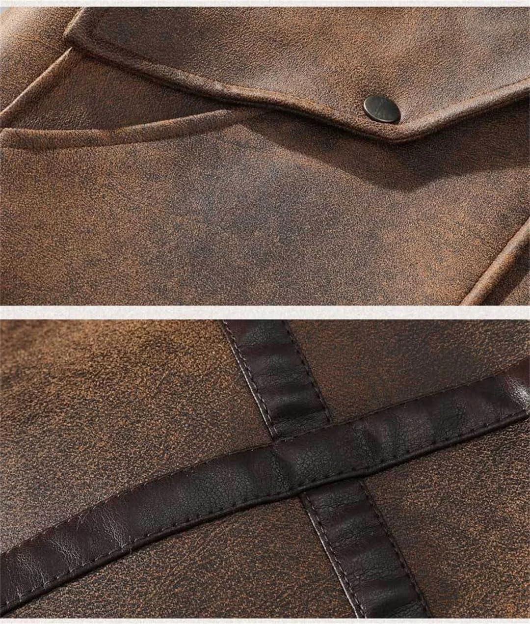 Men Suede Leather Thick Jacket Warm Outwear Patchwork Faux Lamb Wool Fur Coat