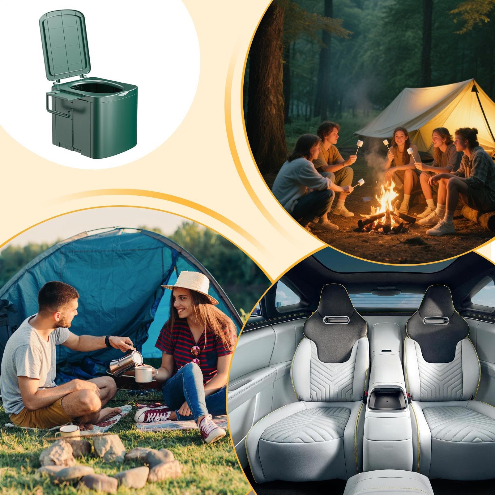 Orinal Inodoro Portátil Para Viajar Inodoro Plegable Compacto Resistente | Inodoro Portátil De Viaje para Aire Libre Senderismo Mochila Viajes Tienda Playa Coche Camión Atascos Hoga