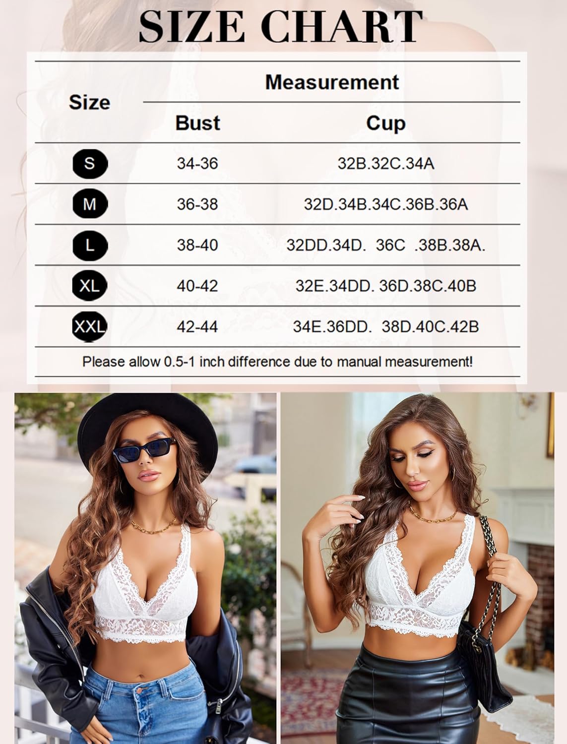 Avidlove Lace Bralettes for Women Wireless Unpadded Bras Racerback Camisole Tops Basic Cami Sexy Everyday Lingerie White - Image 7