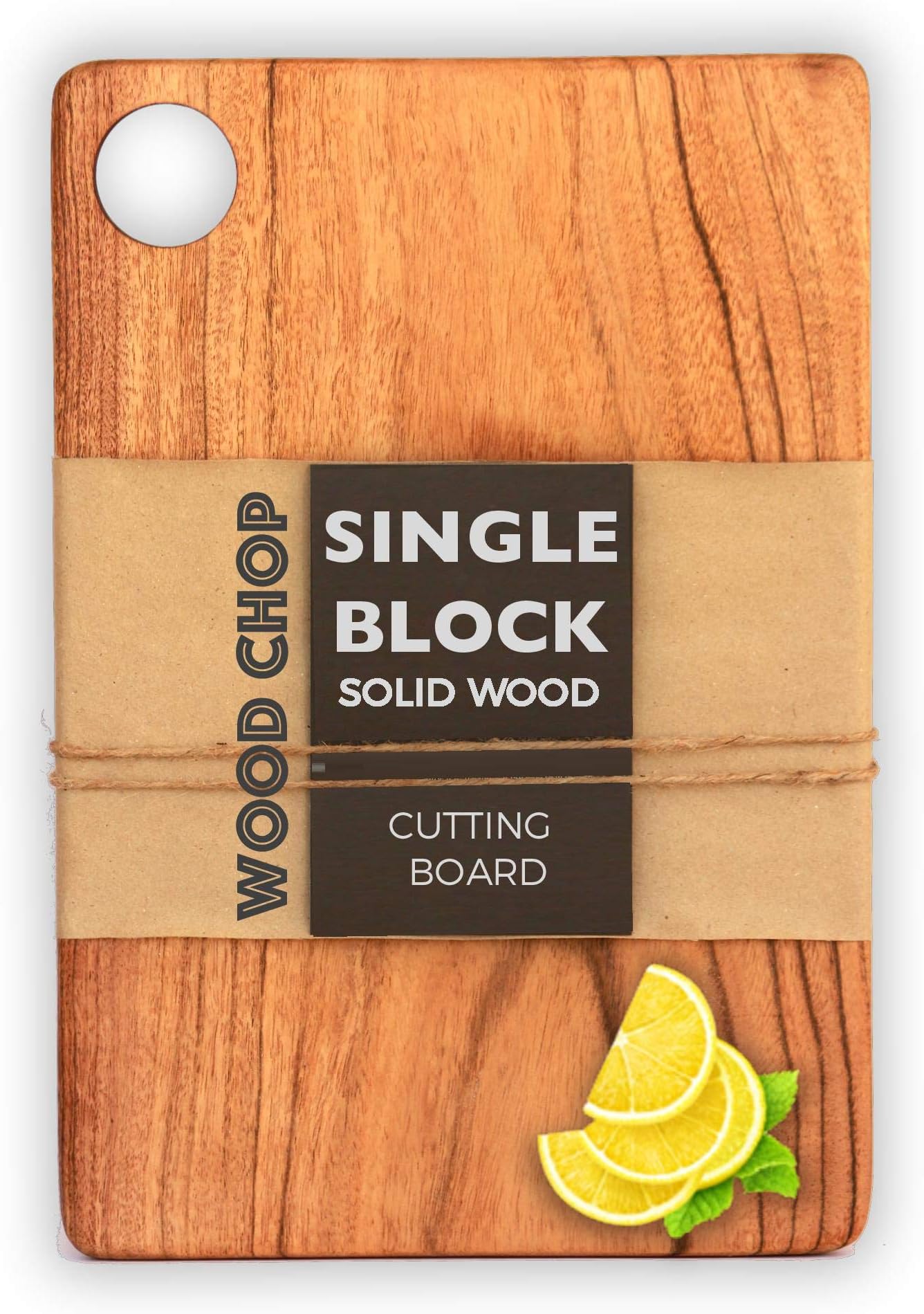 Single Piece Solid Acacia Wood Chopping / Cutting Board | Reversible | Anti-Bacterial | No Varnish or Dyes Used (15 x 8 x 0.5 Inches, Acacia Medium) with 1 Year Warranty