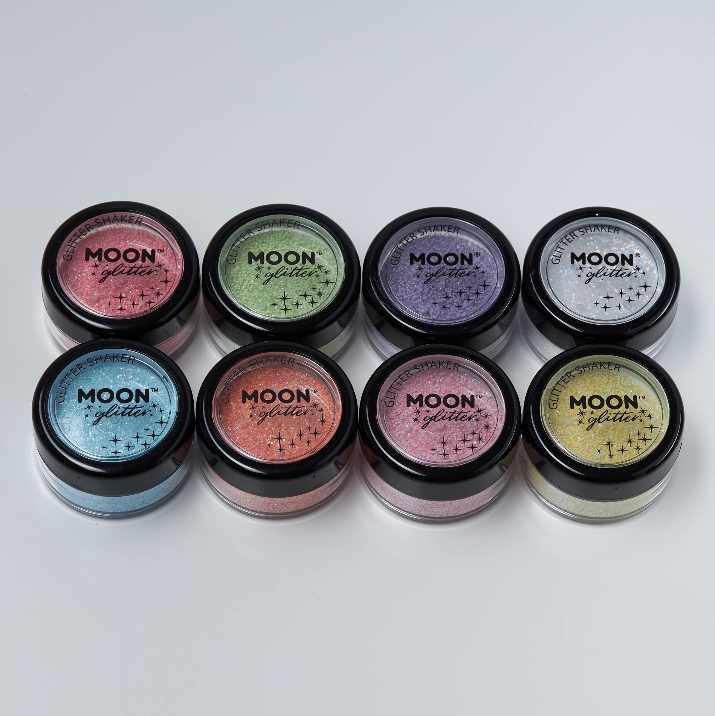 Pastelowe brokatowe wytrząsarki od Moon Glitter (brokat księżycowy) - 100% kosmetyczny brokat do twarzy, ciała, paznokci, włosów i ust - 3g - Cytryna