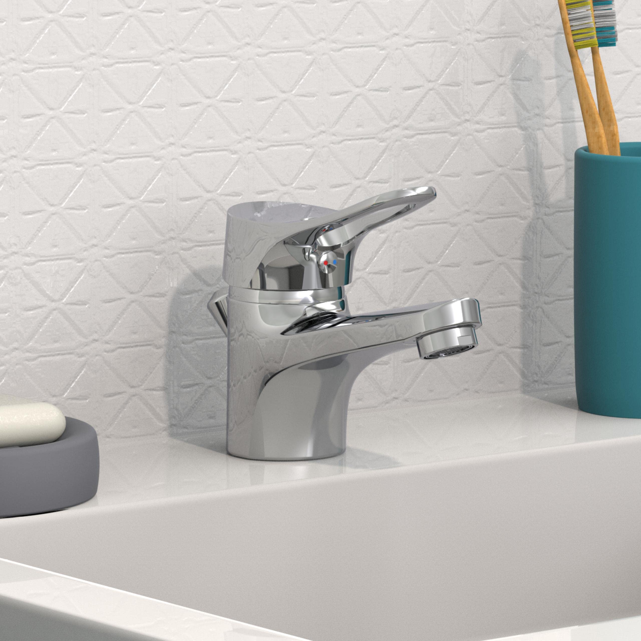 EISL NI075VECR VERONA Wasserhahn Bad, Mischbatterie für Waschbecken, Einhebelmischer Badezimmer, Waschtischarmatur mit Zugstange und Ablaufgarnitur, Waschbeckenarmatur, Chrom