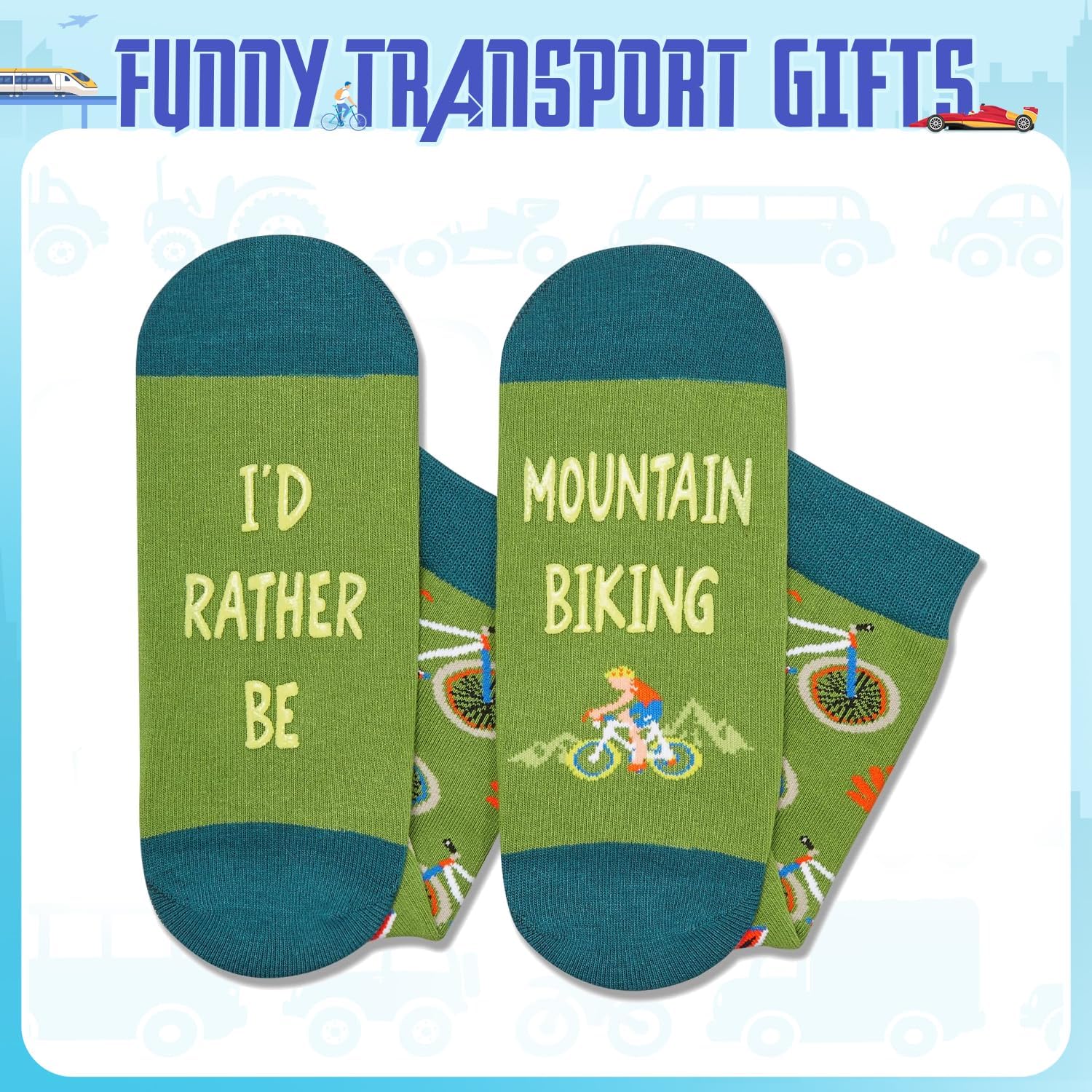 Zmart Transportation Gifts for Adult - Airplane Race Car Mountain Bike Motorcycle Socks - Image 4