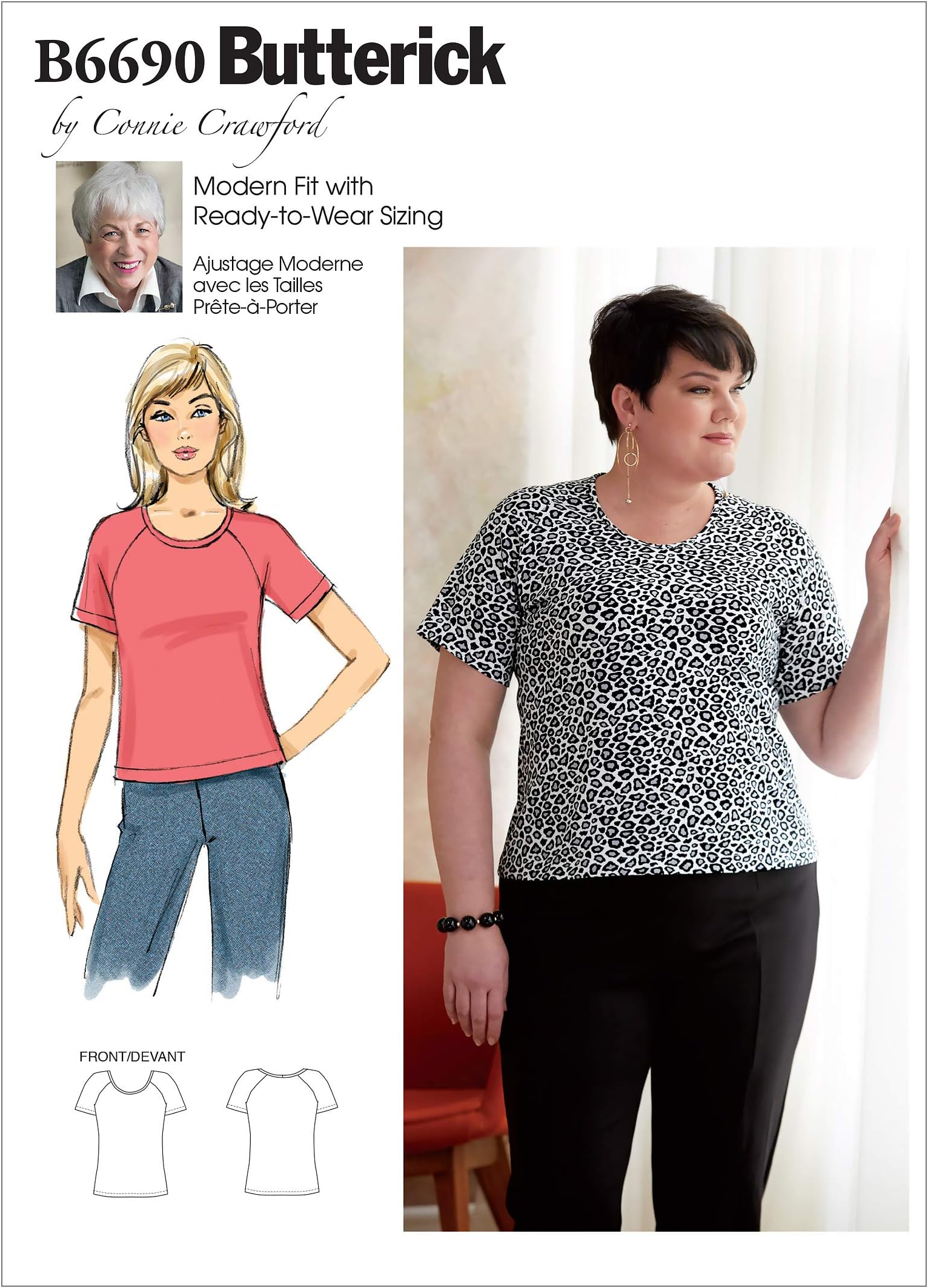 BUTTERICK B6690WMN Women's Hip Length Raglan Sleeve Shirt Sewing Pattern by Connie Crawford, Sizes XXL-6X