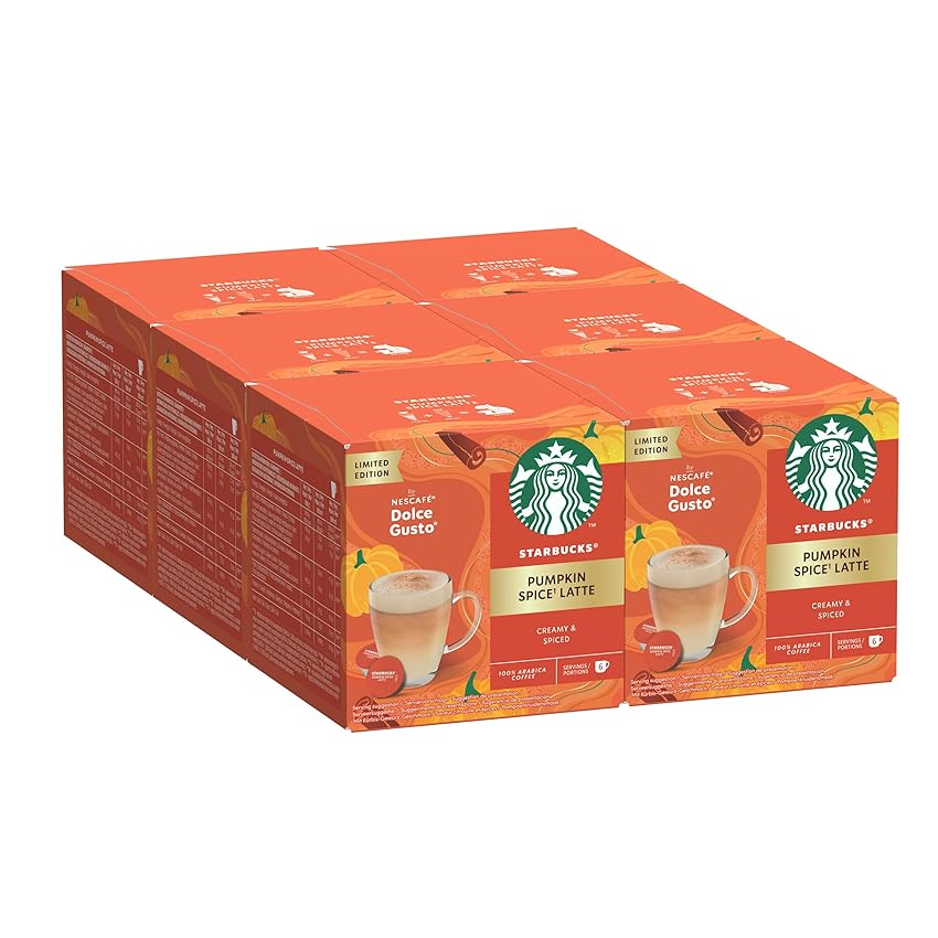 STARBUCKS Pumpkin Spice Latte by Nescafé Dolce Gusto, 6 confezioni da 12 capsule (72 capsule compatibili Nescafé Dolce Gusto)