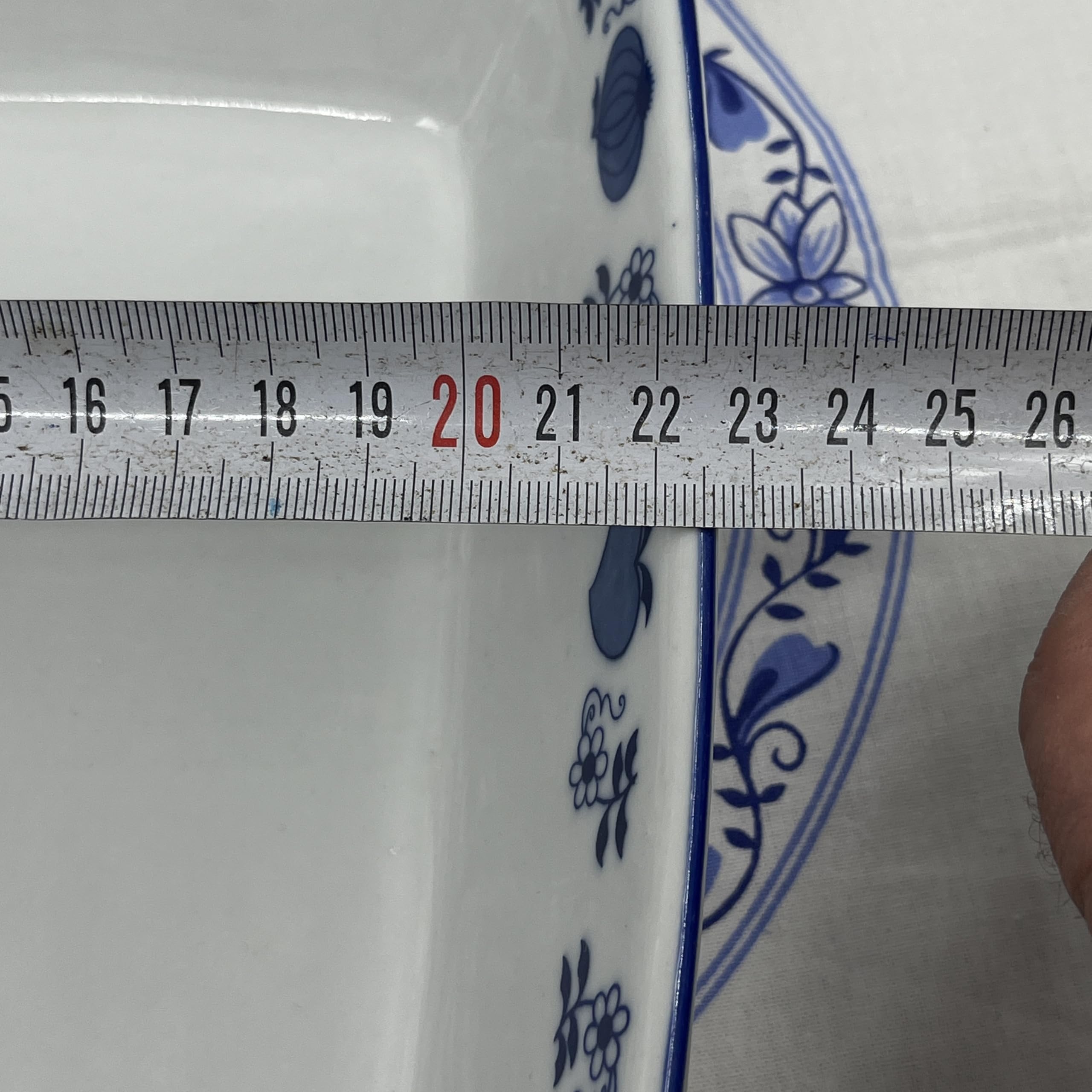Generisch Porzellan quadratische Servierschale – Blau-Weißes Zwiebelmuster-Stil 22,5 cm