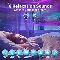 Vista 3 de Proyector de estrellas, proyector Aurora de luz nocturna 4 en 1, proyector de luz de galaxia con 8 ruidos blancos y altavoz Bluetooth