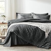 Vista 2 de Zzlpp - Juego de edredón tamaño queen, gris oscuro, de sirsaca, 7 piezas, para todas las estaciones, incluye 1 edredón, 2 fundas de almohada, 2