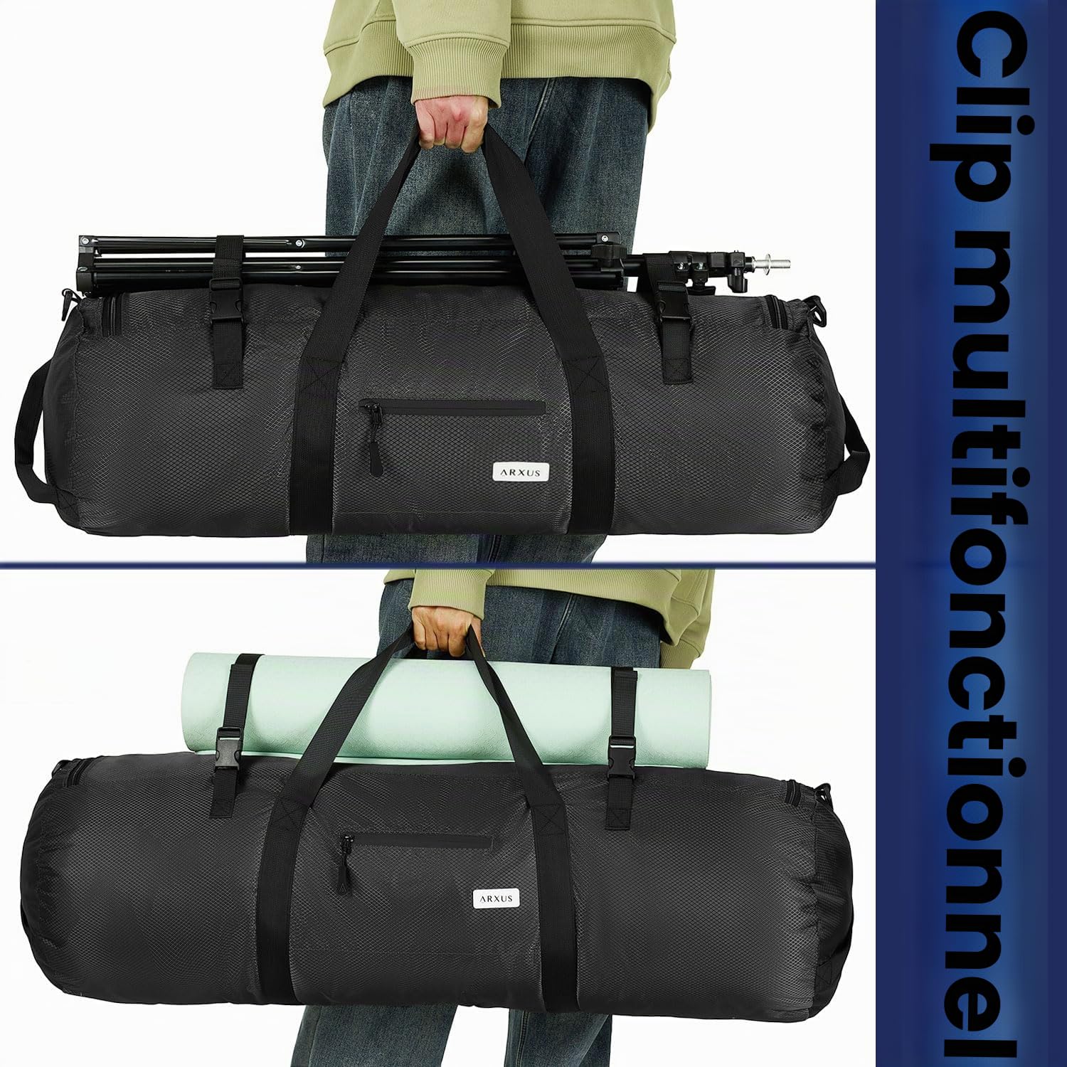 Arxus Sac de Sport Grand 90L 50L 30L Homme et Femme Sac de Voyage Pliable pour Weekend Voyage Gym Batte de Baseball avec Bandoulière, Rangement pour Tente Camping | Sac de natation pour homme et femme avec bandoulière pour voyage, sport, gym, camping