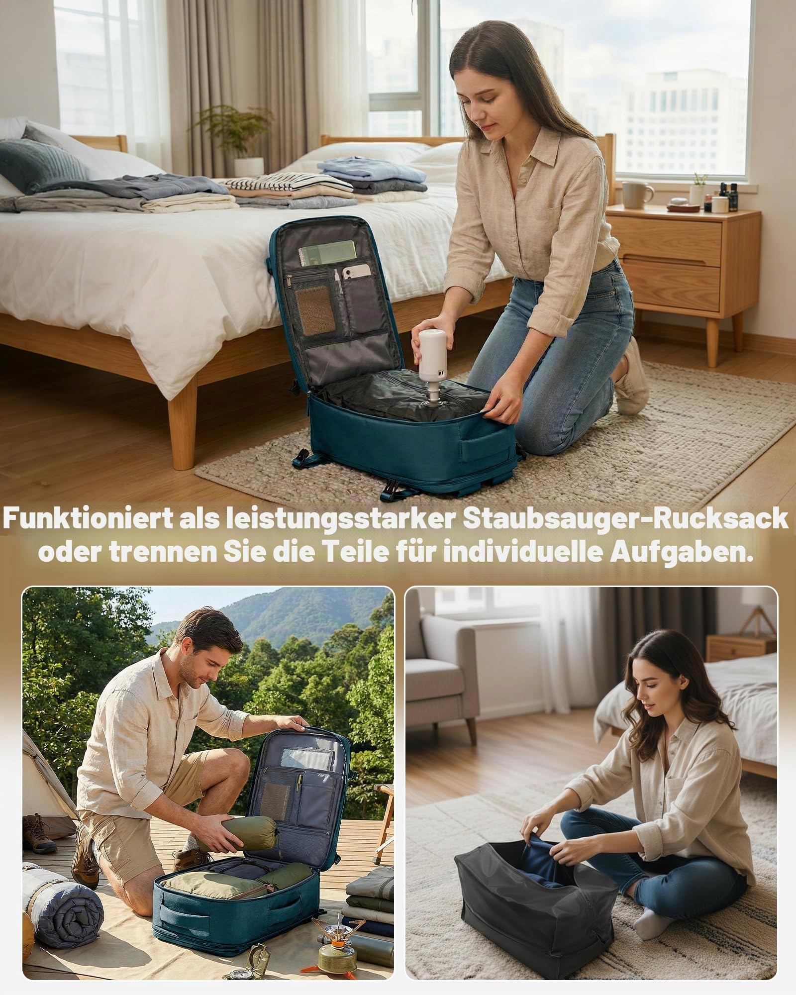 Groß Reiserucksack Vakuum Rucksack Handgepäck Flugzeug 40x30x20 Ryanair Rucksack 40x20x25 Herren Damen Mit Laptopfach/Schuhfach Travel Backpack Carry Ons Luggage Mit Vakuumsystem