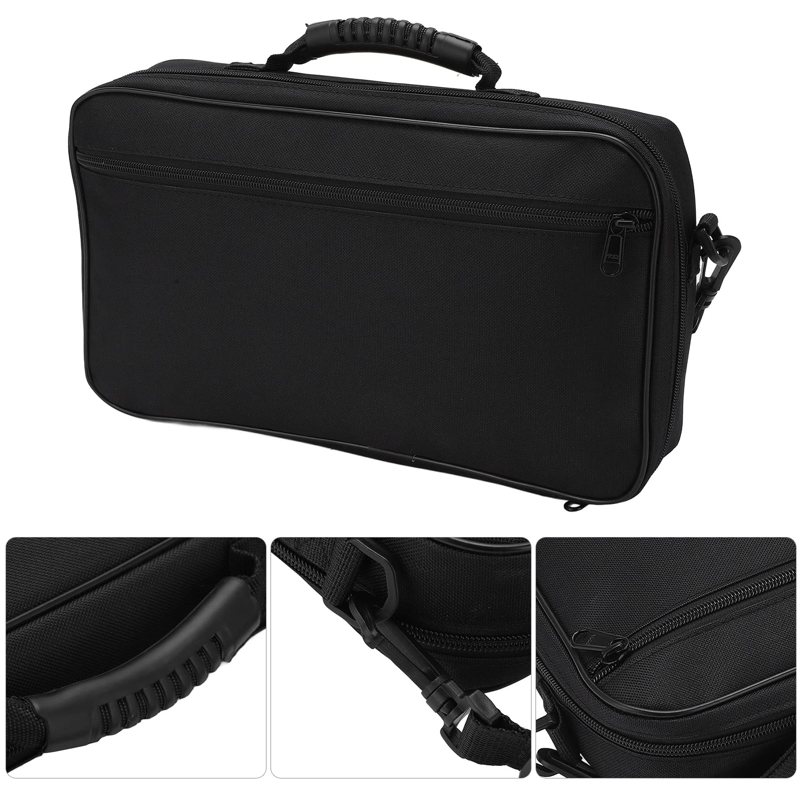 Custodia Rigida per Oboe in Tessuto Oxford - Borsa da Trasporto Impermeabile a Tracolla Singola Portatile Nero