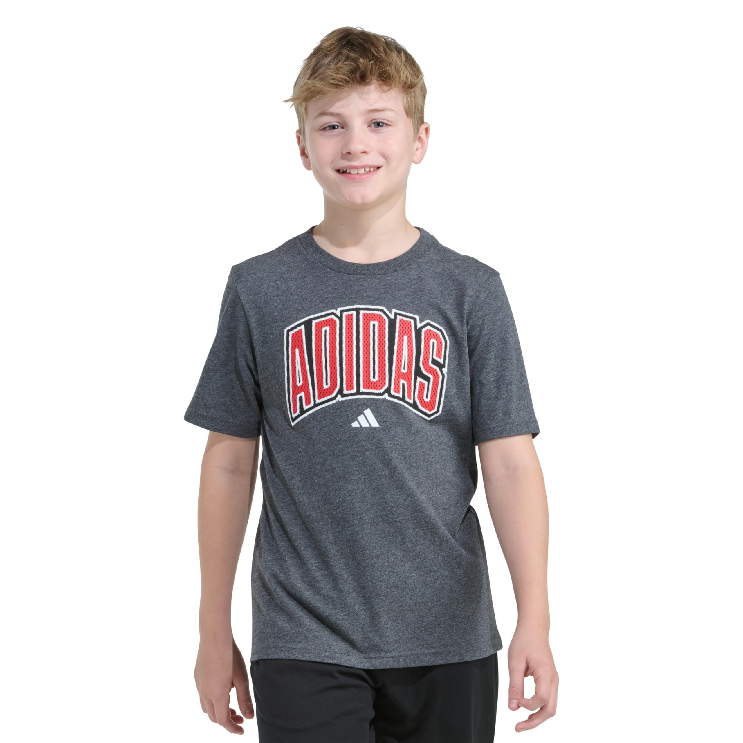 

                                                    adidas Boys Short Sleeve Collegiate Arch Heather T