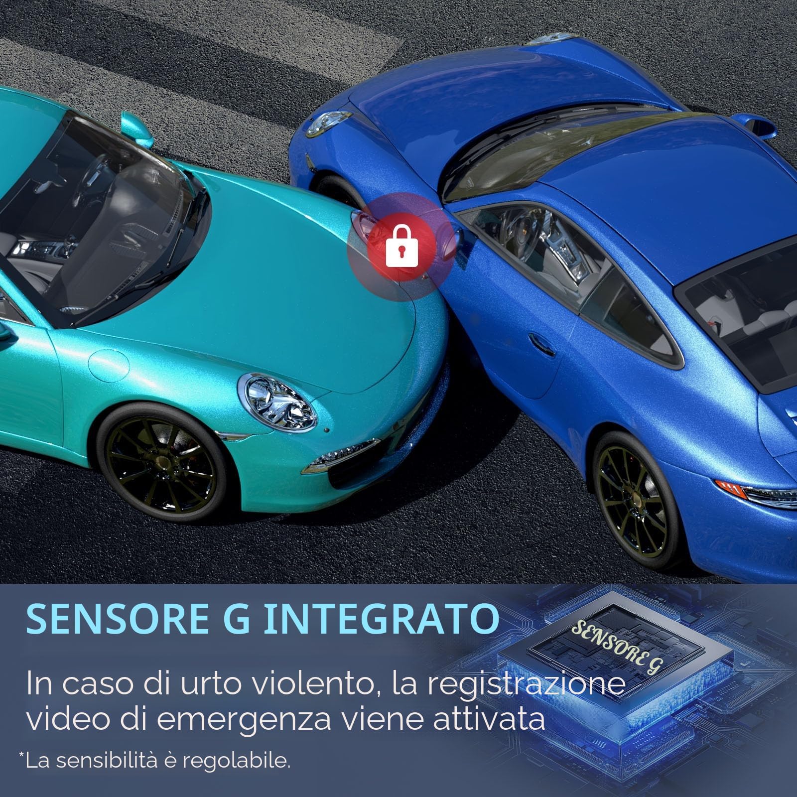 Dash Cam Auto 2.5K QHD 3.39 IPS con Scheda 64GB Gratis - Telecamera Anteriore e Posteriore, Doppia Lente,Visione Notturna 160°,Parcheggio 24H,G-Sensor | Accessori Auto per Sicurezza
