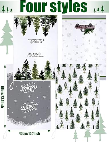 Miniatura 3 de Bencailor 4 toallas de cocina de Navidad a cuadros de búfalo, paños de cocina de invierno, copos de nieve, camiones, toallas de mano, paños de