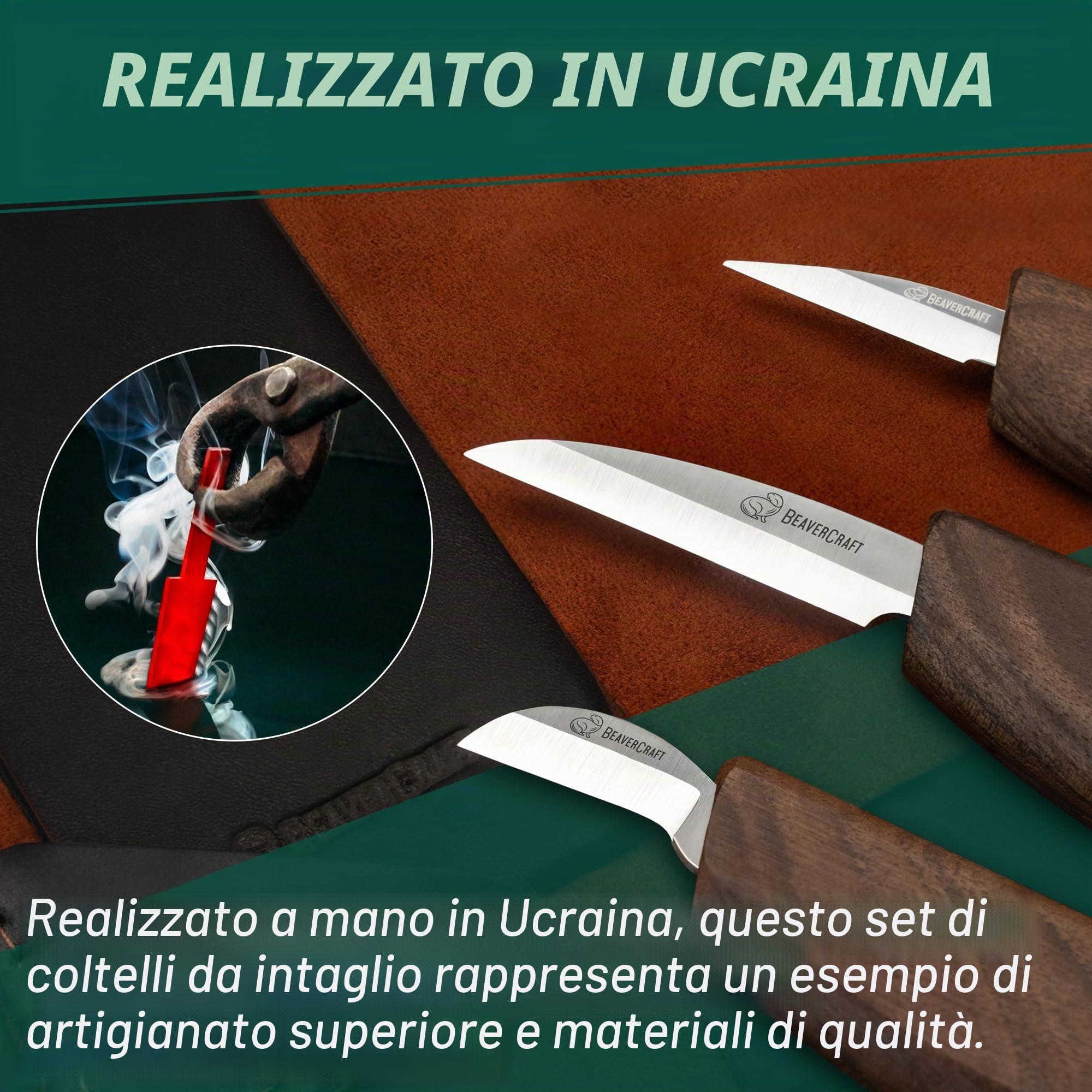 BeaverCraft Kit per intaglio del legno Set di coltelli da intaglio di lusso e strop in pelle S15X Set di coltelli per intaglio del legno Strumenti e coltello Strop con composto lucidante