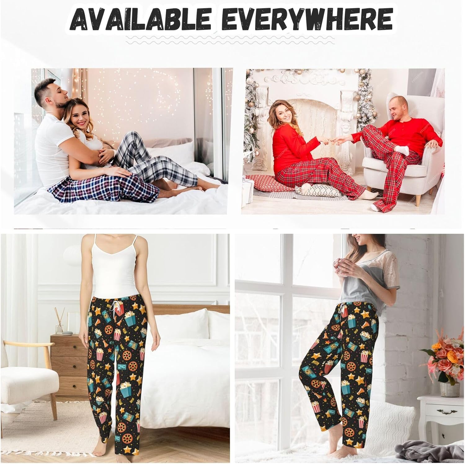 Delerain Women's Pajama Pants With Pockets, Casual Loose Lounge Pants Drawstring Elastic Waist Wide Leg Pjs Bottoms for Women - Image 4