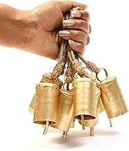 DULI Pack of 10 Rustic Mini Bell – Vintage Brass Hanging Bells for Decor & Craft (Wholesale), Wall Art, Diwali Decor, Home Decor Hanging Bells (Packof10-3InchesLongBells)