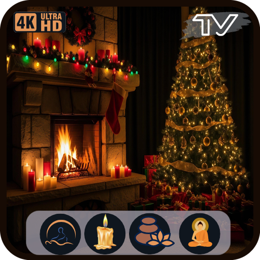 Weihnachtlicher Kamin: Knisternder Kamin als Bildschirmschoner & Festliche Atmosphäre für den Fernseher