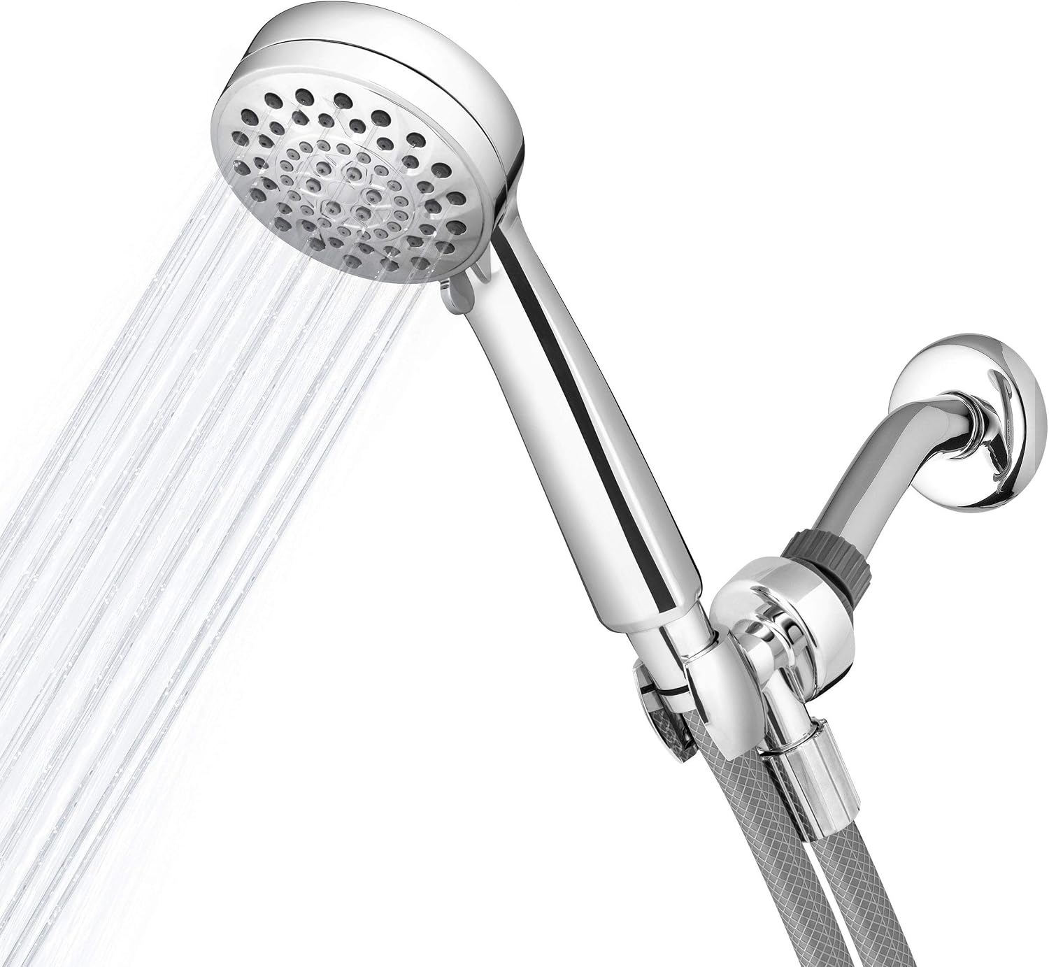 Waterpik High Pressure Shower Heads with Handheld PowerSpray+ Detachable 6 Spray Settings and 5' Hose, Chrome, VLR-643