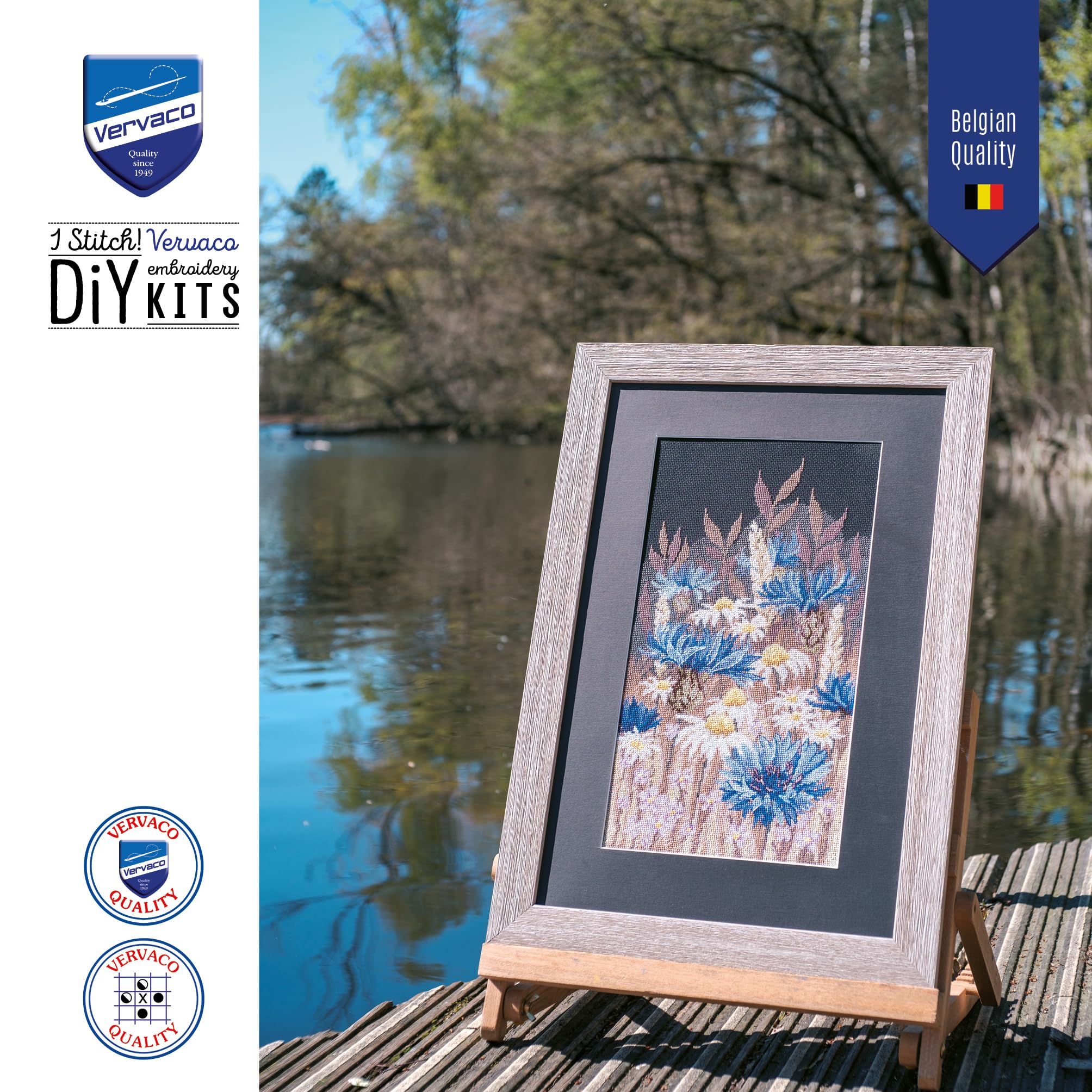 VERVACO Haft Krzyżykowy Liczony Zestaw Obraz do Haftu CHABRY Zrób to Sam Zestaw Kreatywny dla Dorosłych 23 x 42 cm Dekoracja Ścienna DIY Cross Stitch Kit