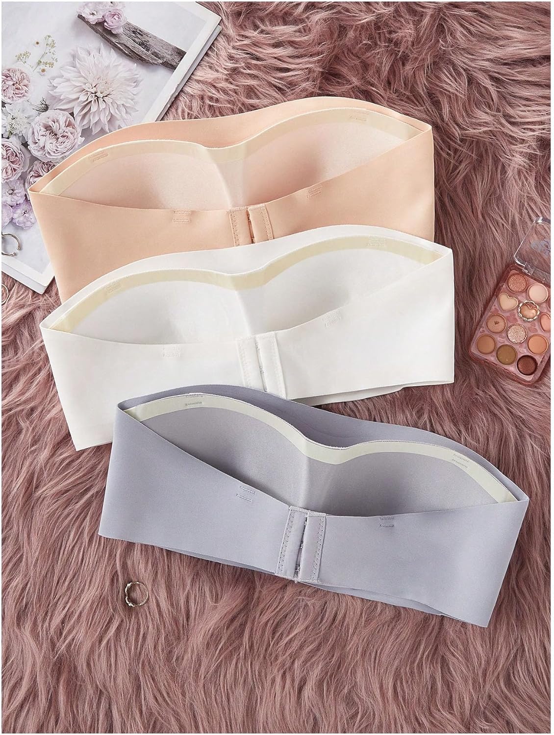 OYOANGLE Girl's 3 Pack Strapless Bra Cute Tube Bralette Lightweight Padded Seamless Bandeau Bras - Image 2