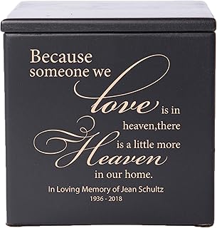 LifeSong Milestones Urns for Ashes Male Female Personalized Cremation Urns for Human Ashes Small Decorative Wooden Box Keepsake Funeral Urn for Loss of Loved One Gift (Black, 49 cu.in.)
