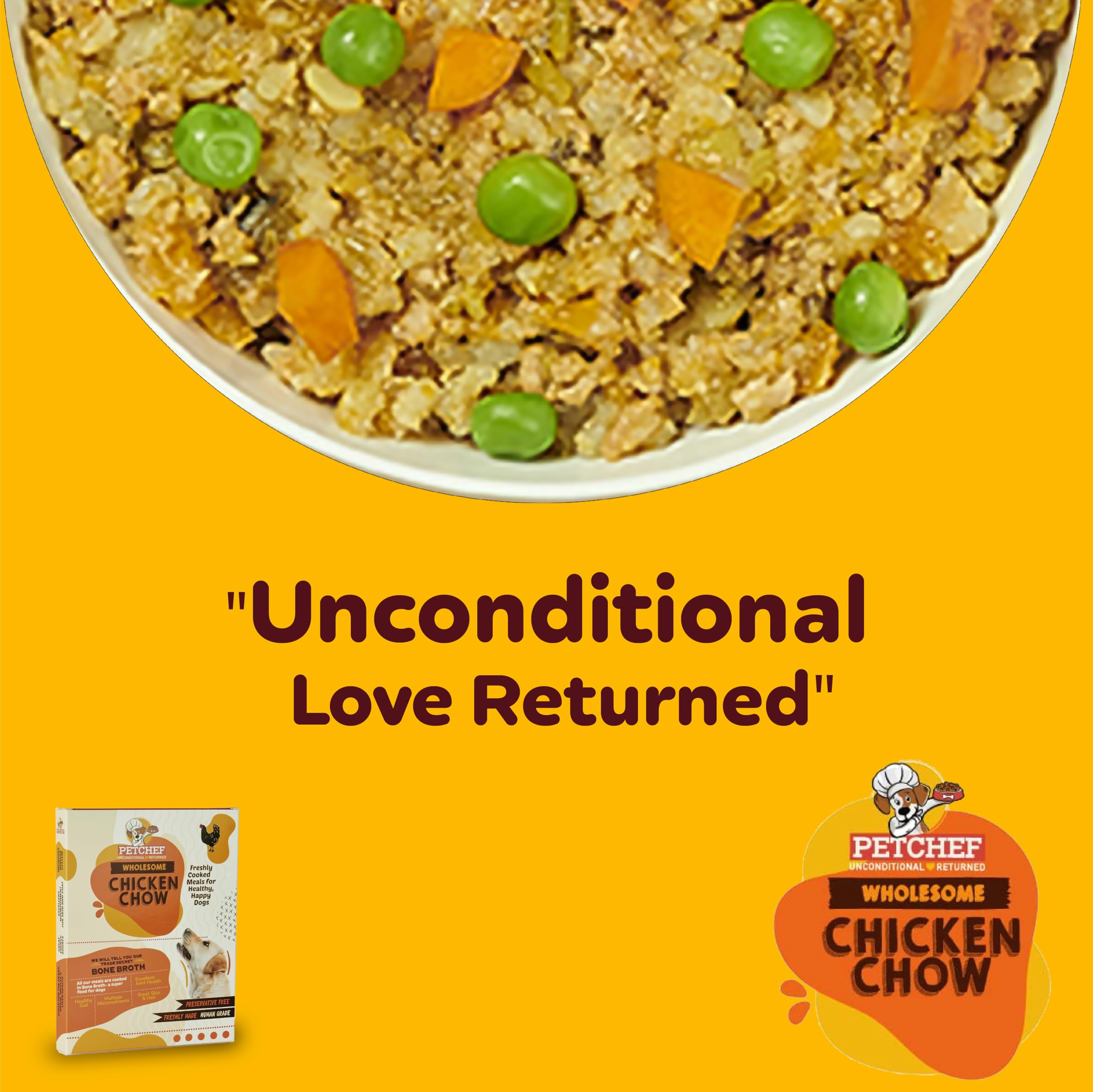 PetChef's Wet Dog Food|Wholesome Chicken Chow & Brown Rice|Delicious Wet Gravy & Fresh Vegetables|Natural Flavours Plus Added Vitamins and Proteins|Dog Food for Adult and Puppy|Pack of 1x200gm 2