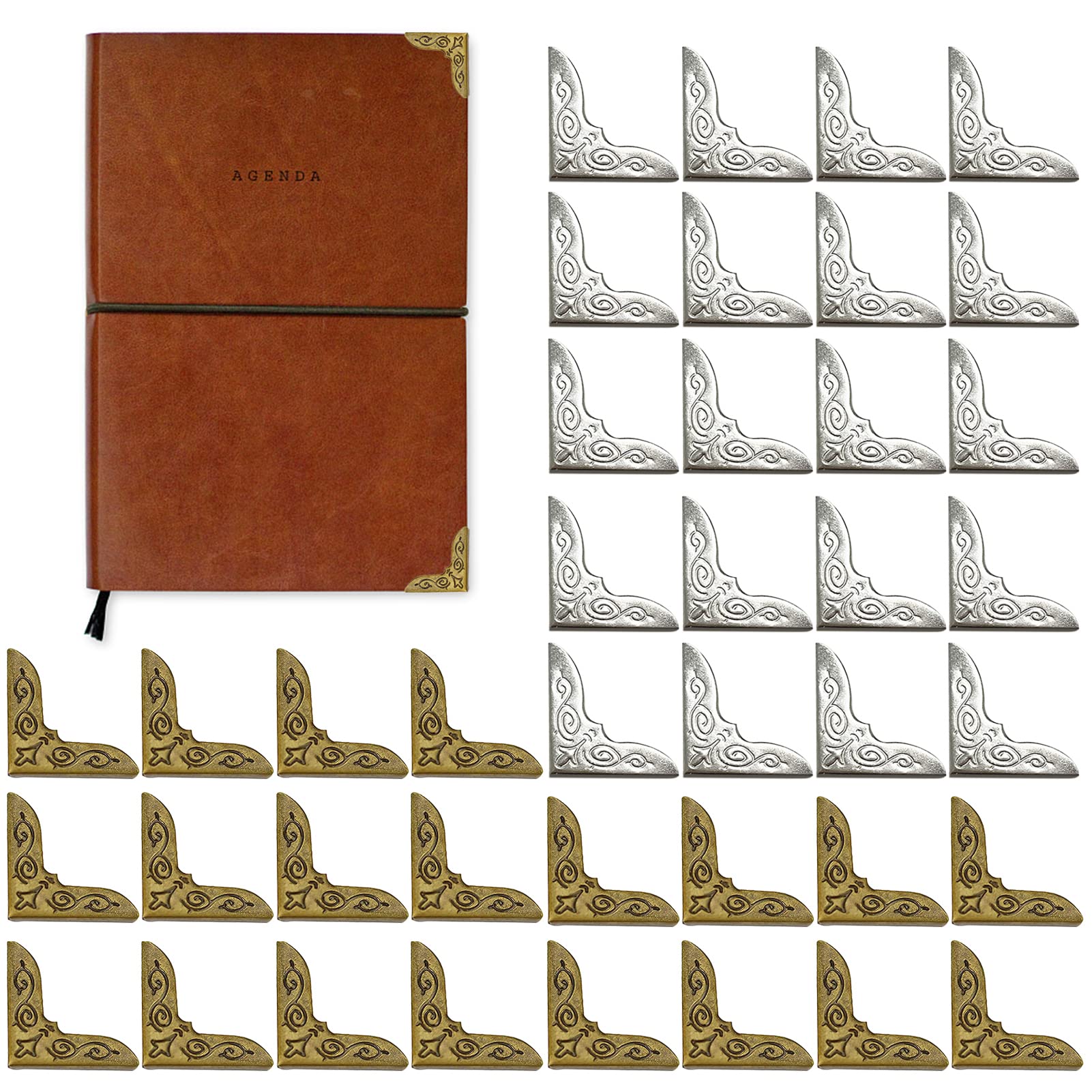 XPOOP 40 Stück Schutzecke Vintage Buch Eckenschützer Vintage Vintage Eckenschutz Metall Metallecke Eckenschutz Vintage zum Schutz und Dekoration von Bücher Alben