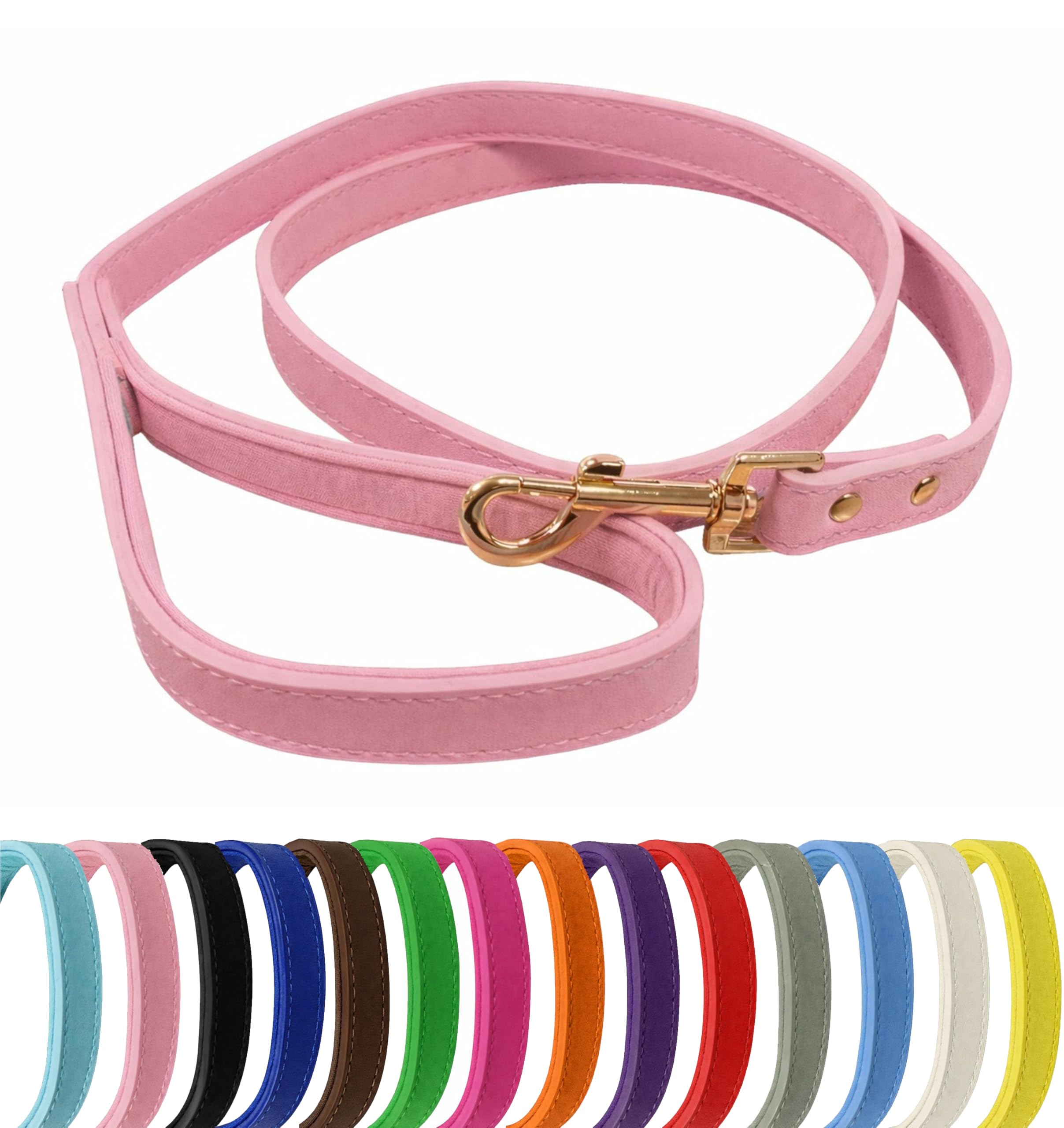 Laisse pour chien en cuir véritable rose layette premium
