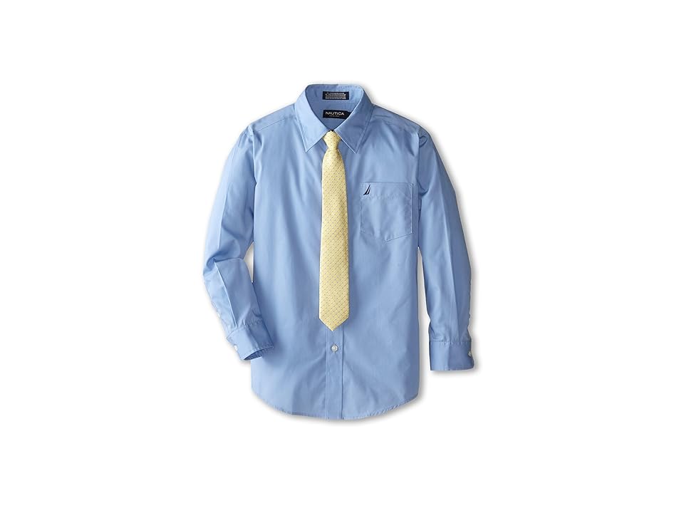 

Nautica Kids Long Sleeve Poplin Shirt/Tie Set (Big Kids) (Cornflower) Boy's Clothing