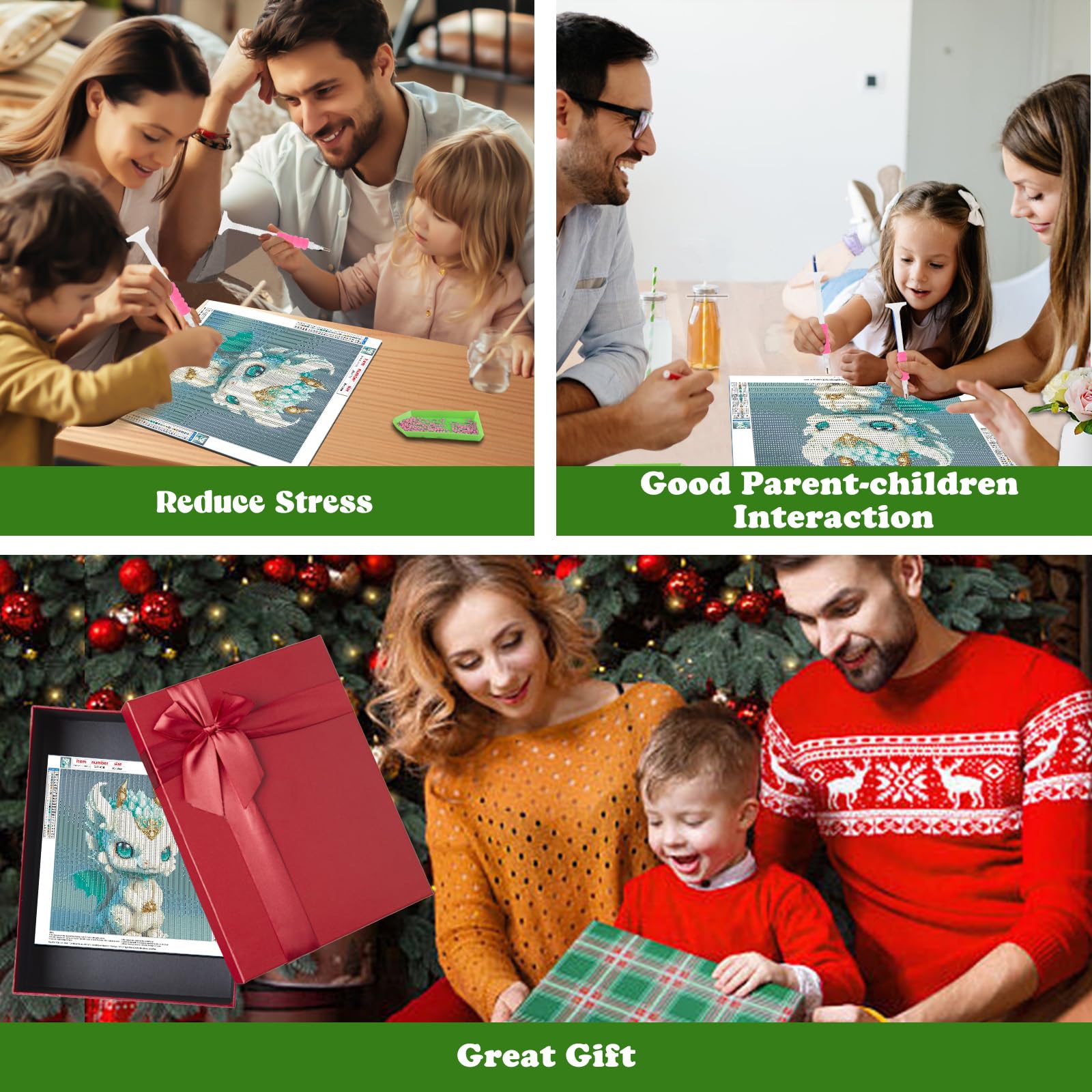 MOGTAA Diamond Painting Drago E Ragazza Carina 34x35cm - Kit Completo 5D Per Bambini E Adulti, Fai Da Te - 3
