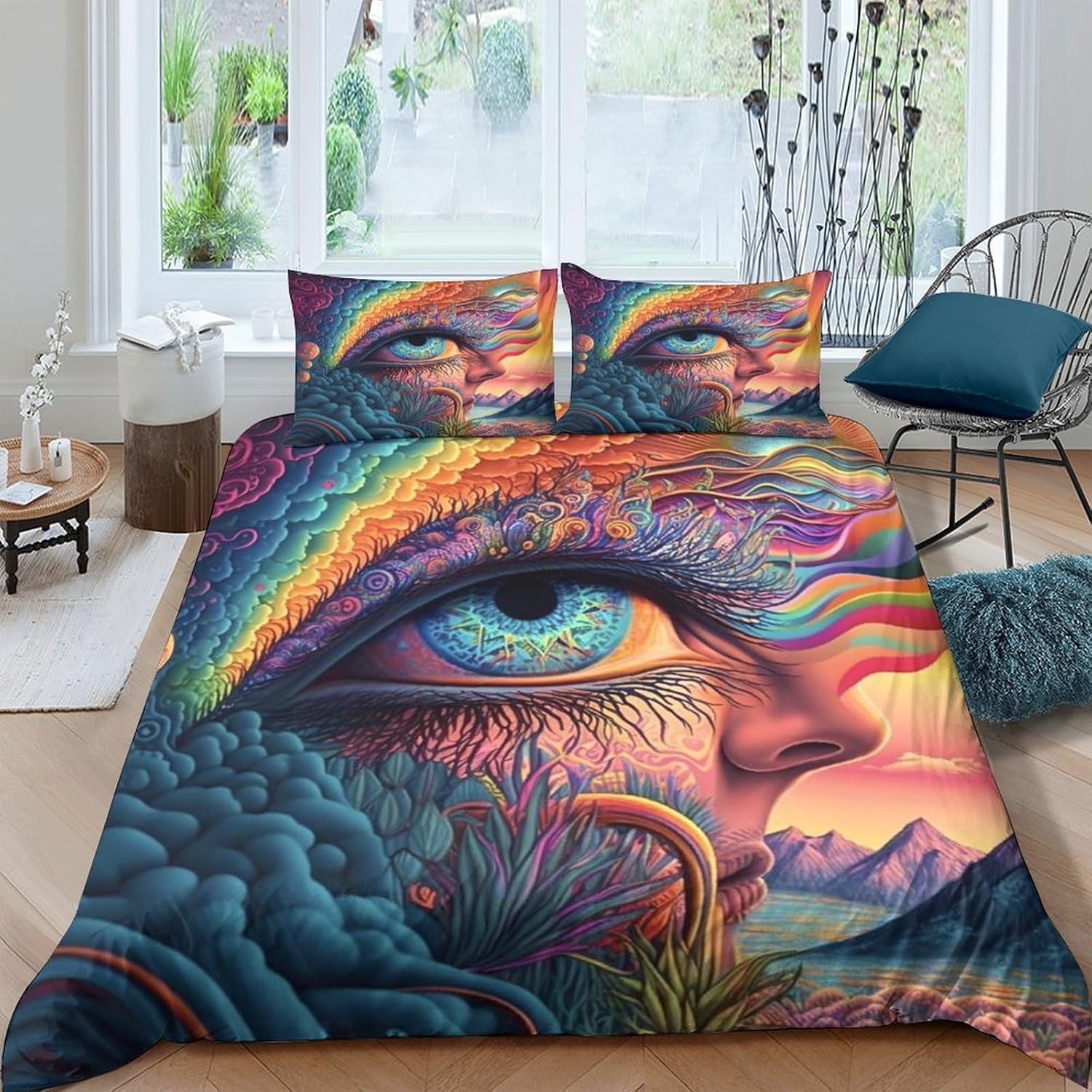 Printed Quilt Cover 3D Print Pillow Cases Bedding Set Soft Easy Care Bedding Quilt Cover Set Quilt Cover Children Room Decor 2 Pillowcases Twin（173x218cm）