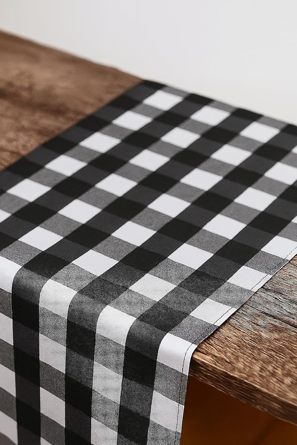 Fennco Styles Buffalo Check Design Table Runner 16" W x 120" L - Handmade in USA - Red Plaid Rustic Table Cover for Everyday Use, Banquet, Holiday, Family Gathering and Special Occasion