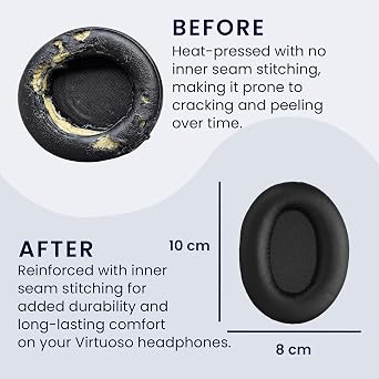 kwmobile Ear Pads Compatible with Mpow 059 / H5 / H1 / H7 / H20 Earpads - 2X Replacement for Headphones - Black