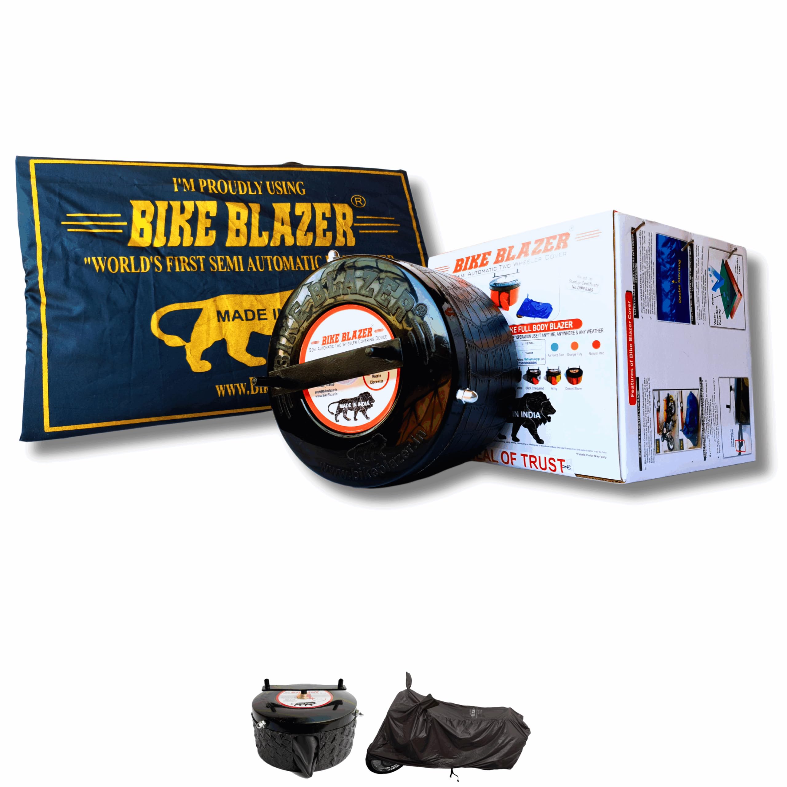 Semi-Automatic Full Body Bike Cover | Compatible for All Royal Enfield Motorcycles | Heavy Duty Device | Water Resistant | UV Safe | 100% Dust Proof | Anti-Theft & Scratch Proof Cover BMK