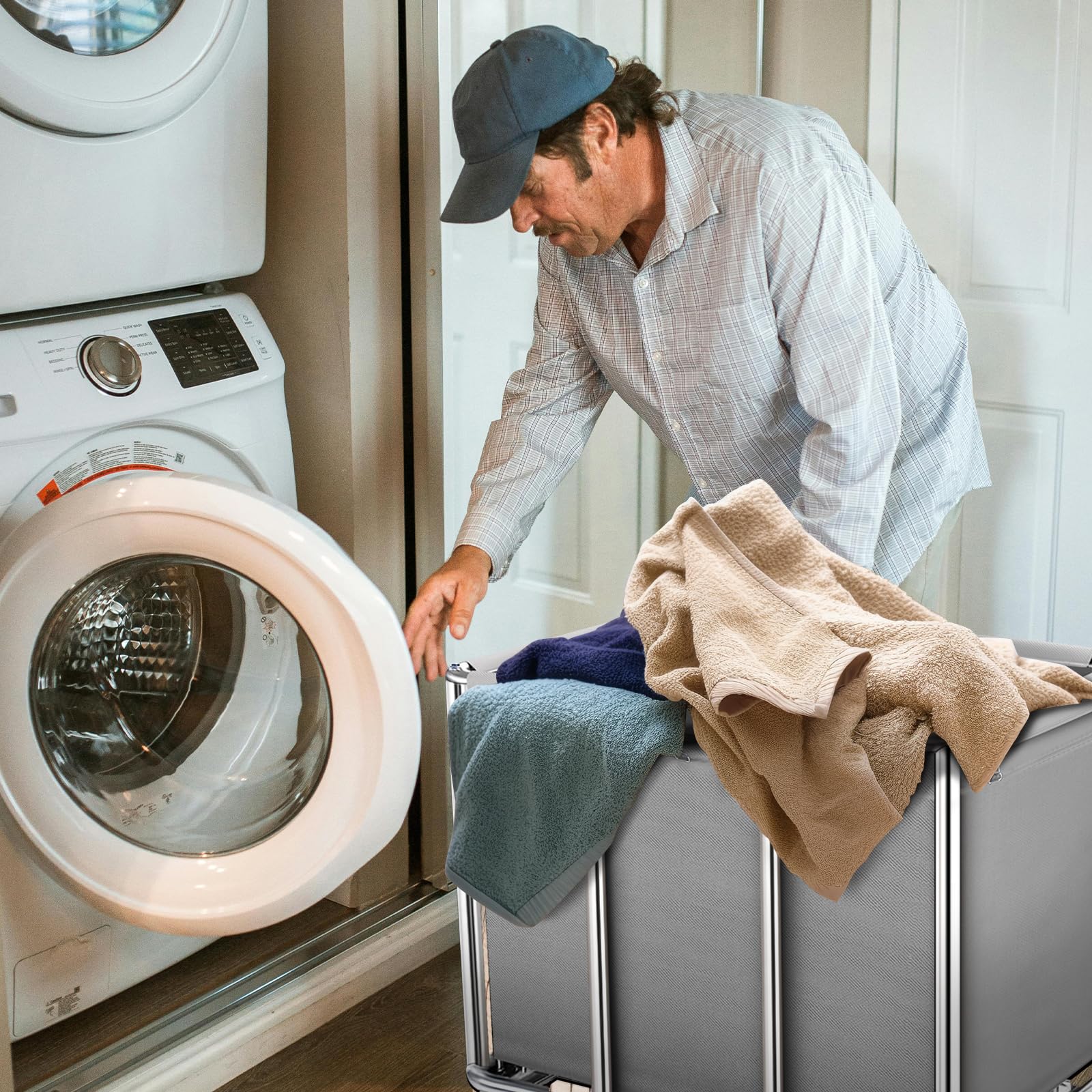 Carrello portabiancheria commerciale, grande 400 litri con tela impermeabile rimovibile, cesto portabiancheria in acciaio inossidabile resistente con ruote per hotel e ospedale, carico di 199,6 kg