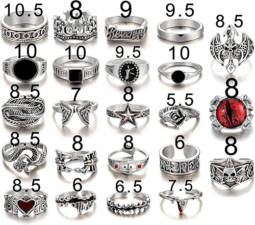 Miniatura 7 de IFKM Vintage Silver Knuckle Rings Set for Women, Stackable Joint Finger Statement Rings Bohemian Retro Hollow Carved Midi Rings, Boho Halloween