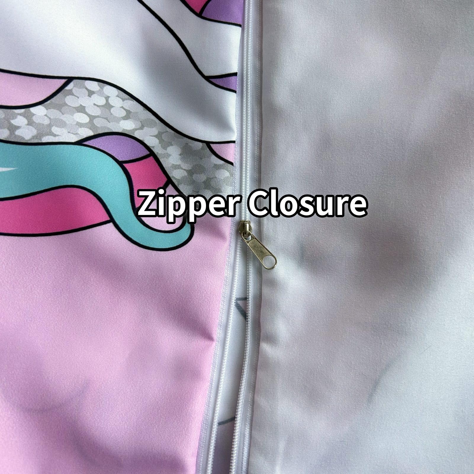 ANHOPE Unicorn Duvet Cover Set Soft Comforter Cover Rainbow Unicorn Cloud Print Pattern 3 Piece Bedding Set including 2 Pillowcases All Season Quilt Cover with Zipper for Kids Girls Single - Image 3
