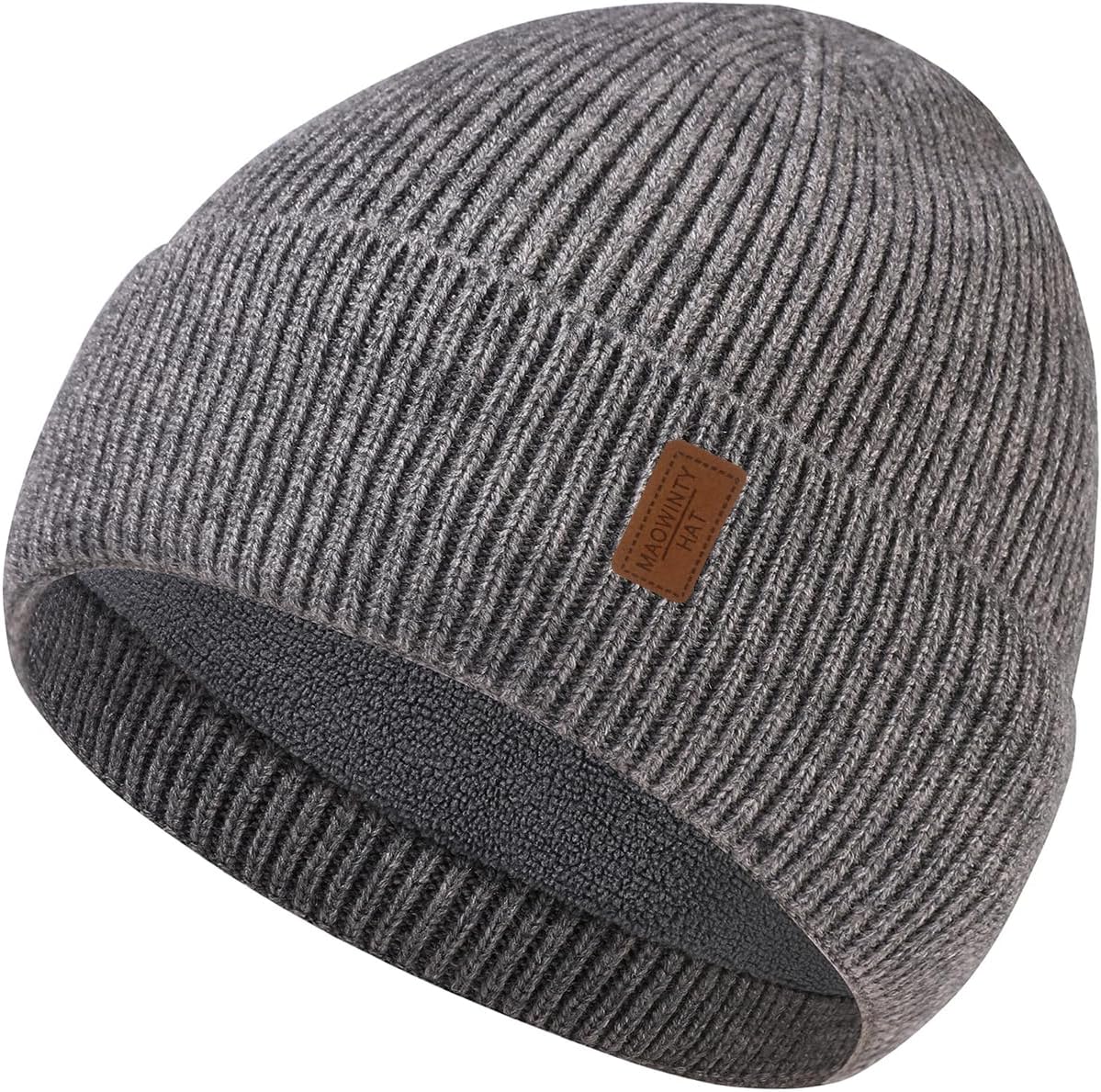 Winter Beanie for Men Women, Cuffed Knitted Fleece Lined Unisex Soft Warm Running Cycling Ski Hat Stocking Beanies Skull Cap