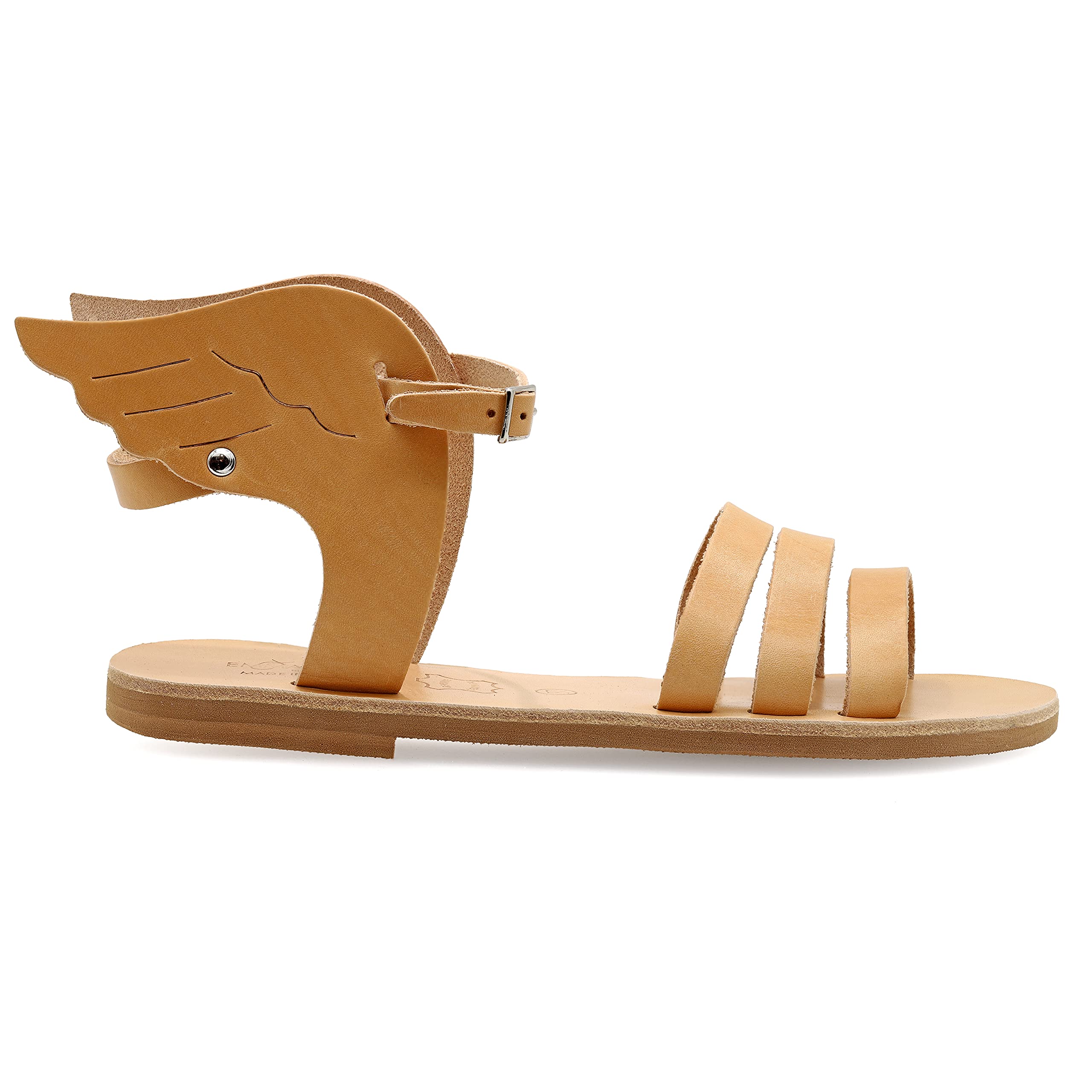 Emmanuela - Sandalias de cuero griego antiguo con correa de hebilla ajustable, zapatos de verano hechos a mano de calidad para mujer, sandalias boho chic, tiras con alas de oro rosa
