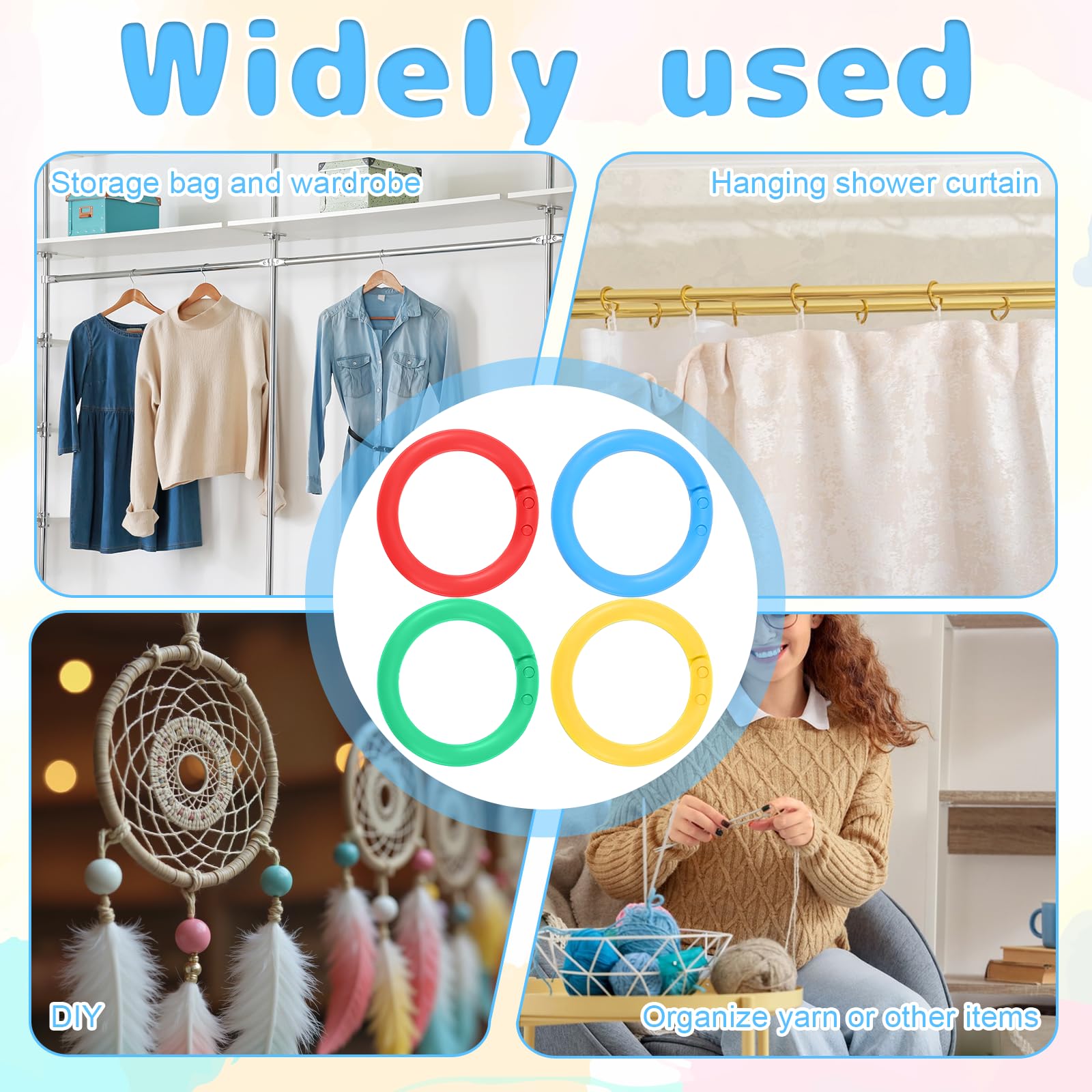 100 Pieces Plastic Binder Rings Loose Leaf Multi-Color Plastic - View #12