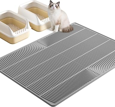 TRZZ XXL Cat Litter Mat, Large Silicone Waterproof Mat, Gray