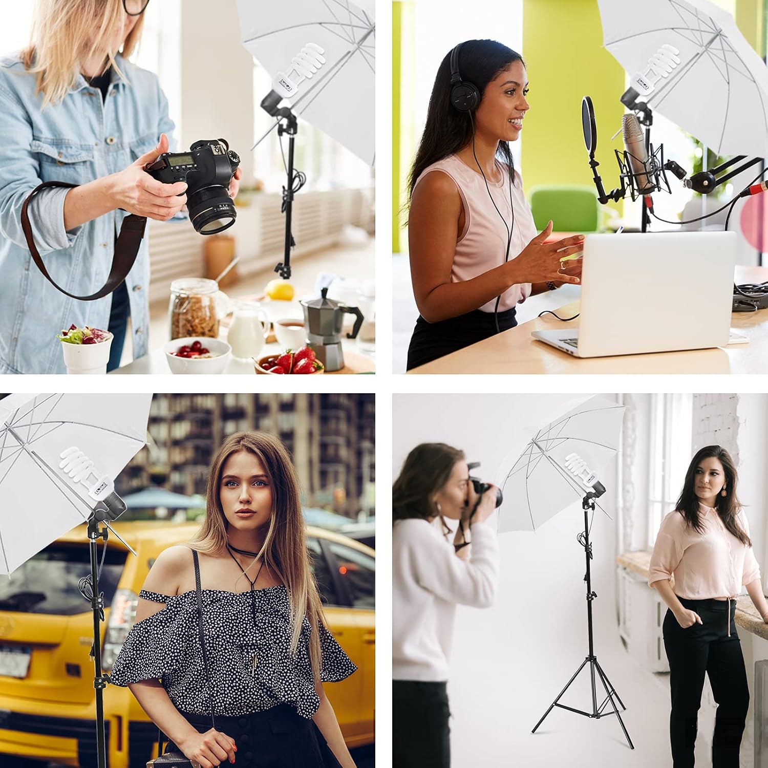 ❤ Crаzу Dеаlѕ LOMTAP Photography Lighting Umbrella Kit 6.5ftx9.8ft Background Support System Green Screen Continuous Backdrop for Photo Portrait Video Studio Shoot with Light Stand 2 in 1 Reflector 2 Bulbs 3 Clips