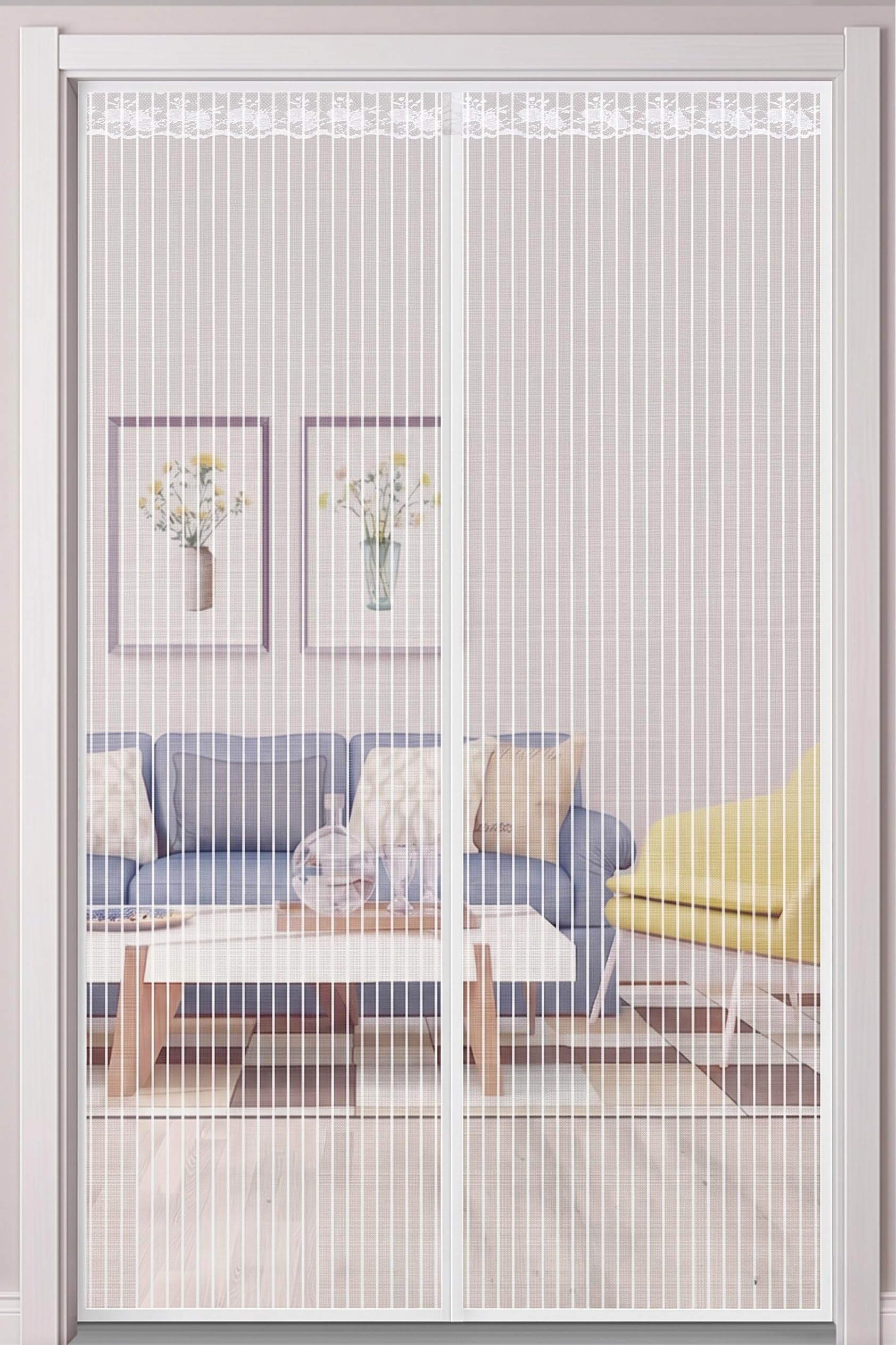 Rainberg White Magnetic Fly Screen Door, Heavy Duty Bug Mesh Curtain With Powerful Magnets And Full Frame Magic Tape, Insect Protection Door No Gap, Keep Bugs Out. (, 110 X 220 Cm)