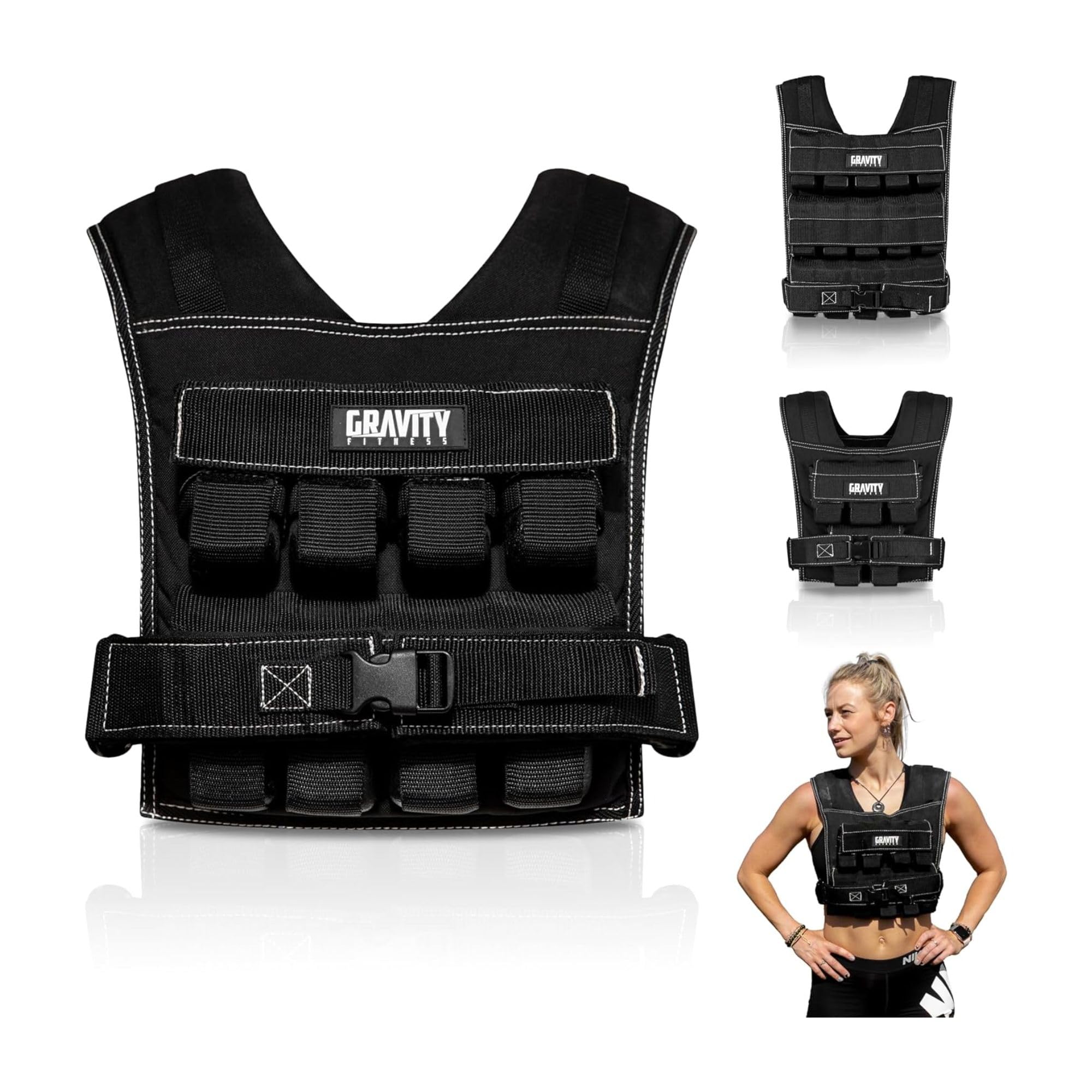 Kamizelka Obciążeniowa Gravity Fitness 10kg 20kg 30kg – Regulowana kamizelka treningowa do ćwiczeń w domu, treningu siłowego, kalisteniki, biegania i fitnessu mężczyzn i kobiet