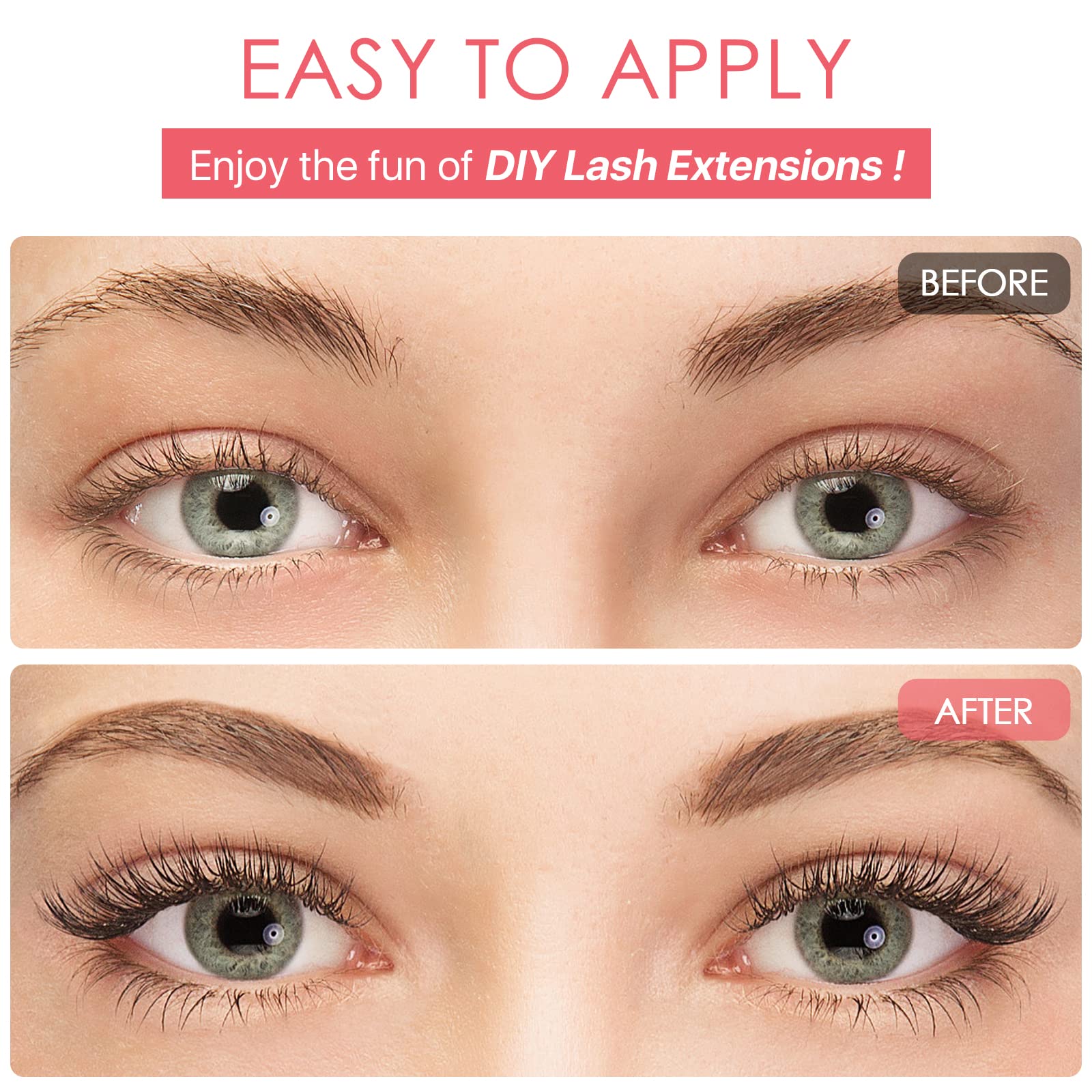 Eyelash Glue, Lash Bond and Seal, Latex-Free Lash Glue for Sensitive Eyes, Waterproof Strong Hold Eyelash Cluster Adhesive for 72 Hours