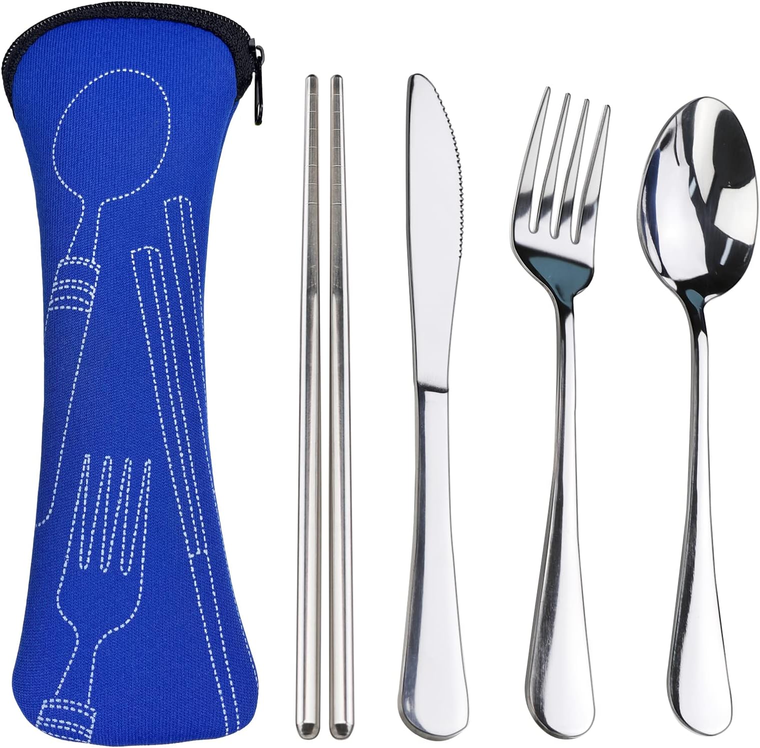 Portable Silverware Set with Case, Lengnoyp Travel Camping Utensils Set, Premium Stainless Steel Travel Cutlery Set