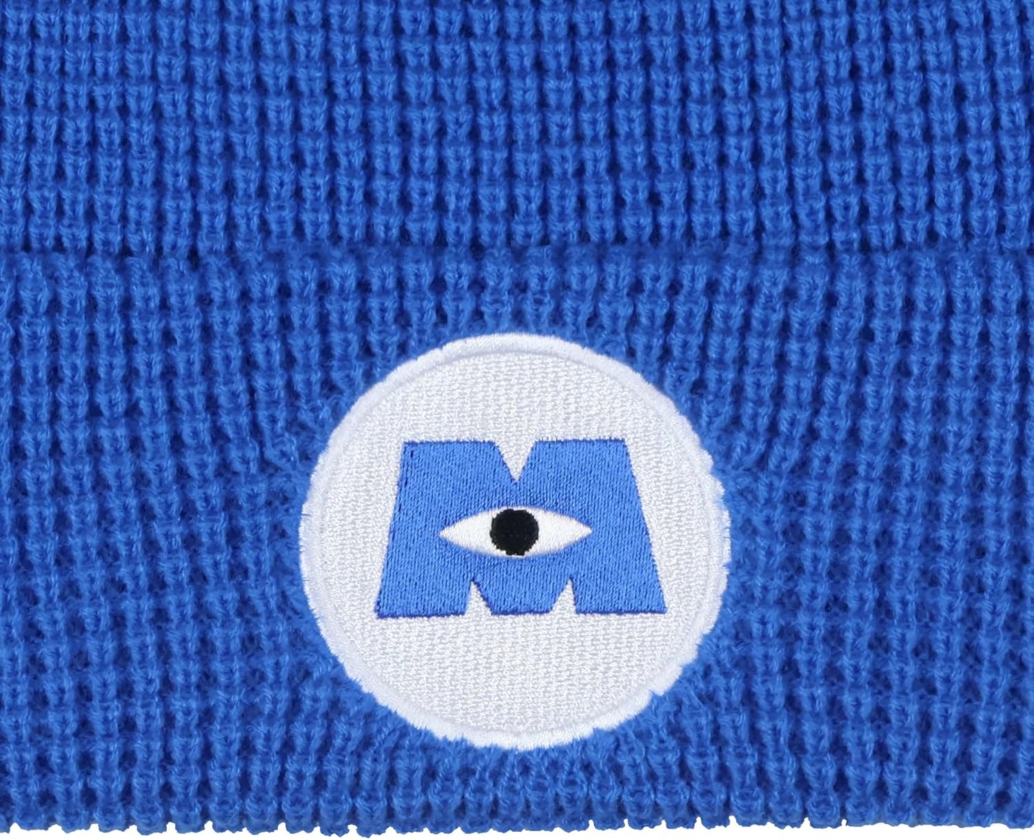 Disney Monsters Inc. Beanie Embroidered Logo Patch Adult Waffle Knit Winter Hat Blue - Image 5