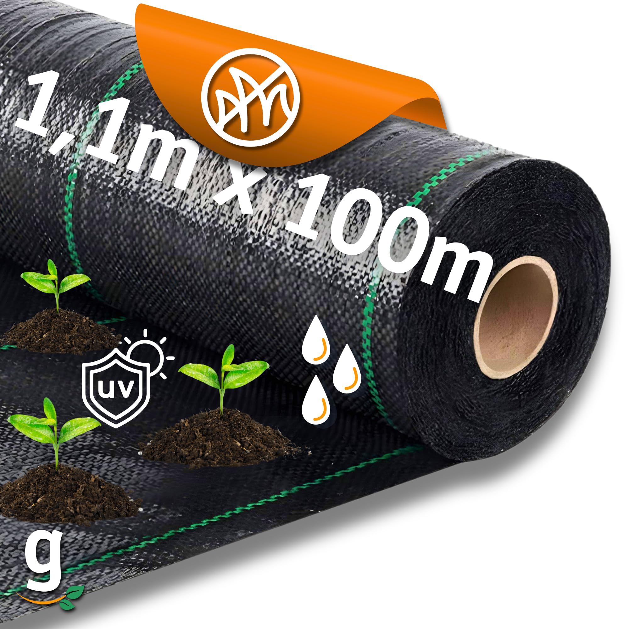 UV-beständige Ukrautvlies - 70g/m², Robustes & dauerhaftes Gartenvlies gegen Unkraut (1,1 x 100m, Unkrautvlies)