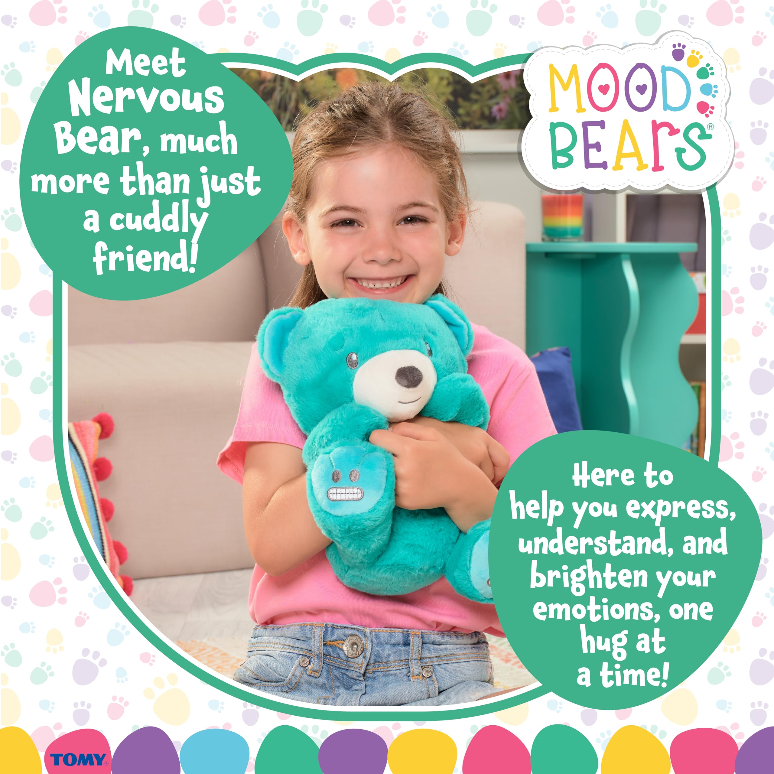 Mood Bears® Nervous Bear (Large) - Calming Teal Teddy Bear for Kids & Adults, Soft Plush Companion to Ease Worries & Foster Confidence - Image 2